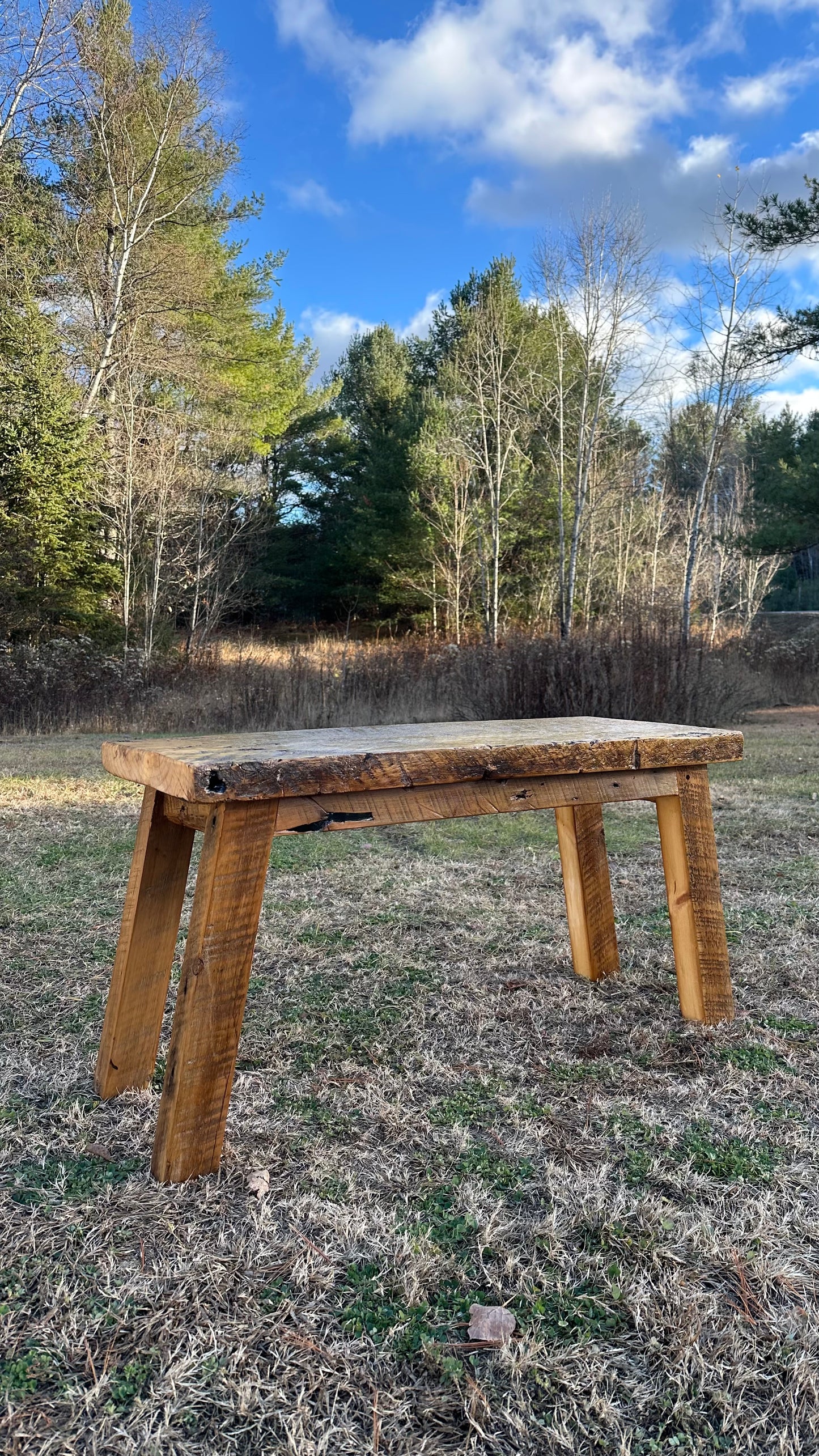 3’ Rustic Reclaimed Wood Minimalist Bench