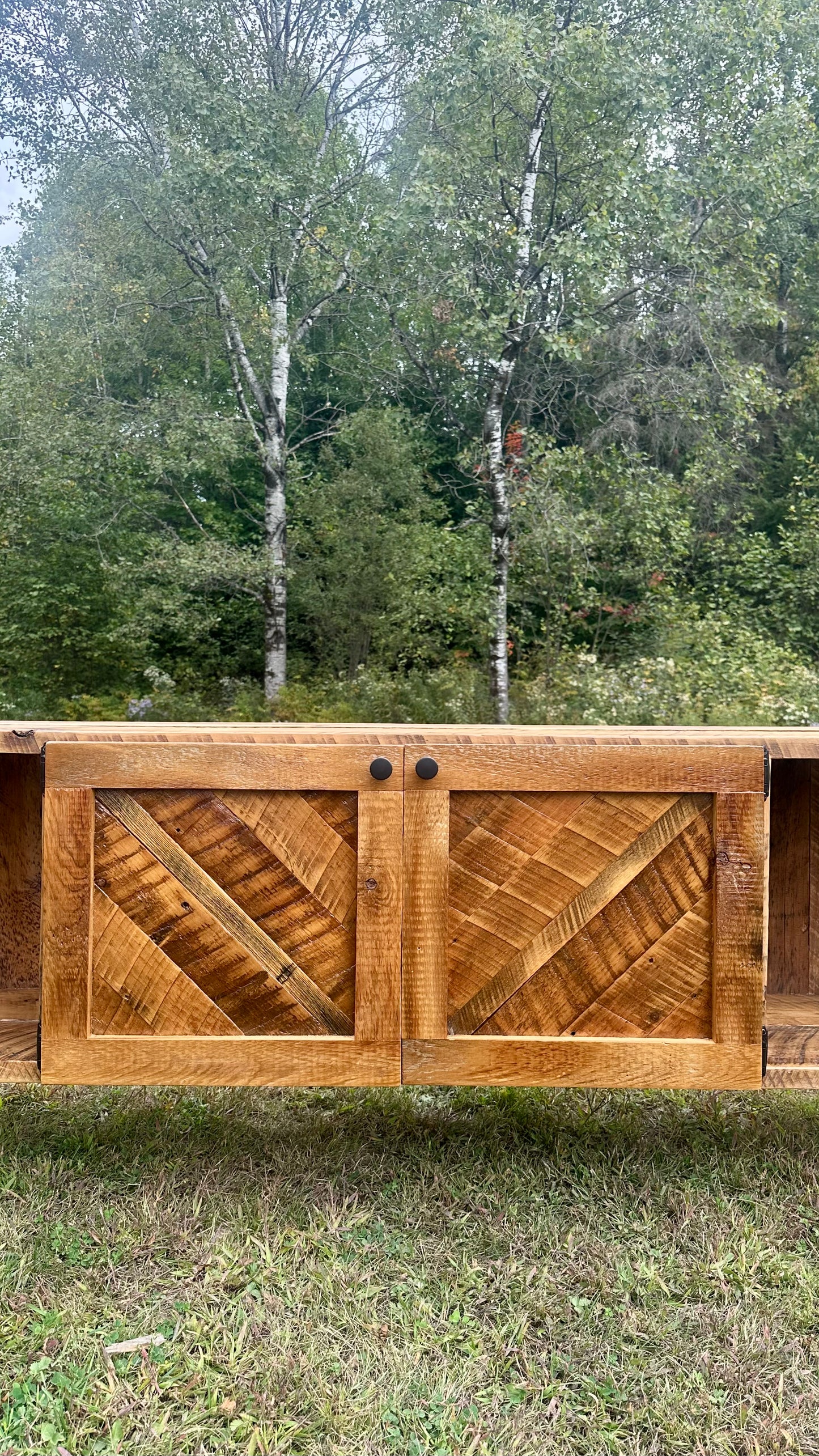 6’ L Rustic Reclaimed Wood MCM Inspired Media Cabinet