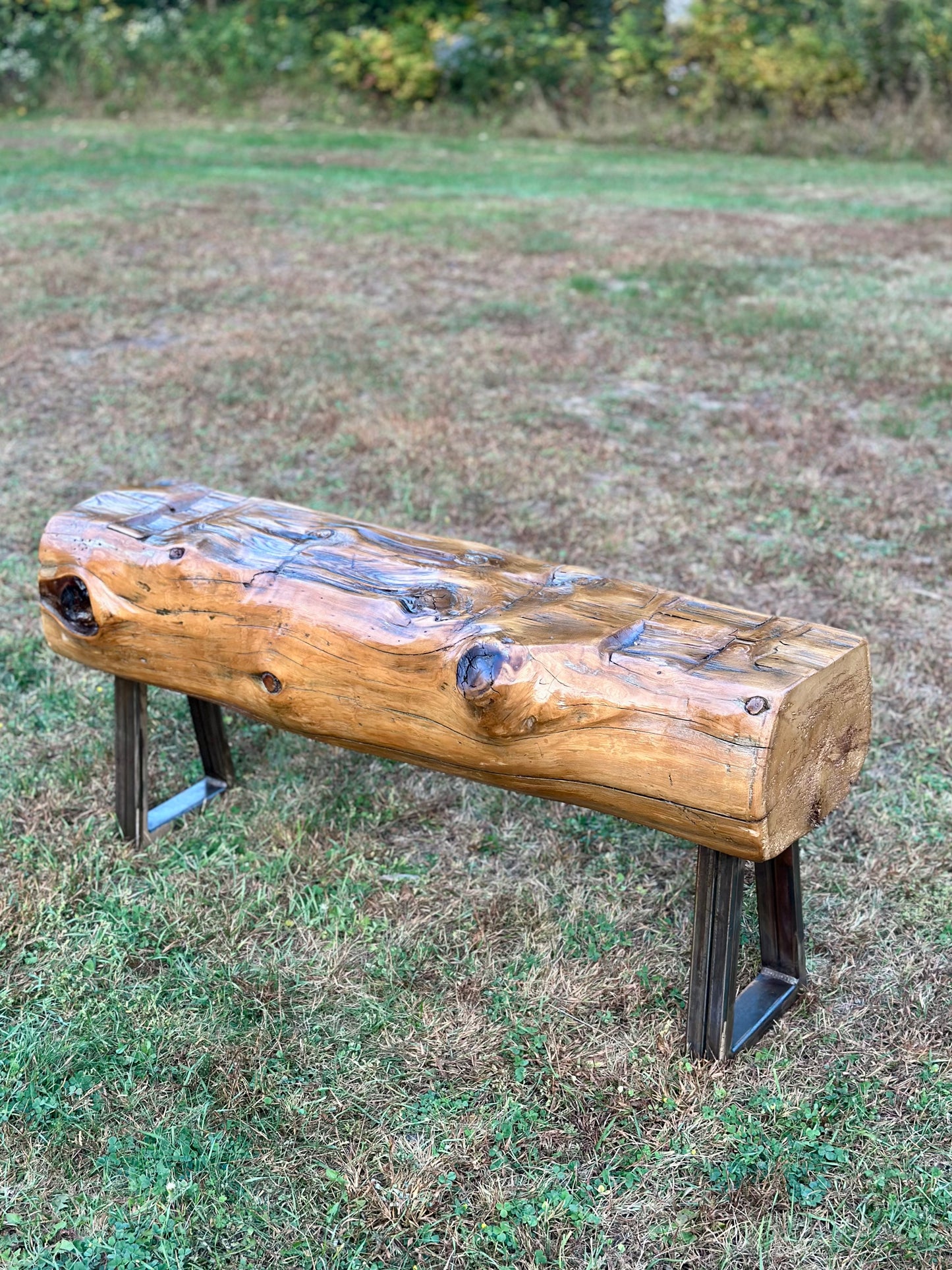 4’ L Rustic Reclaimed Cedar Wood Beam Bench