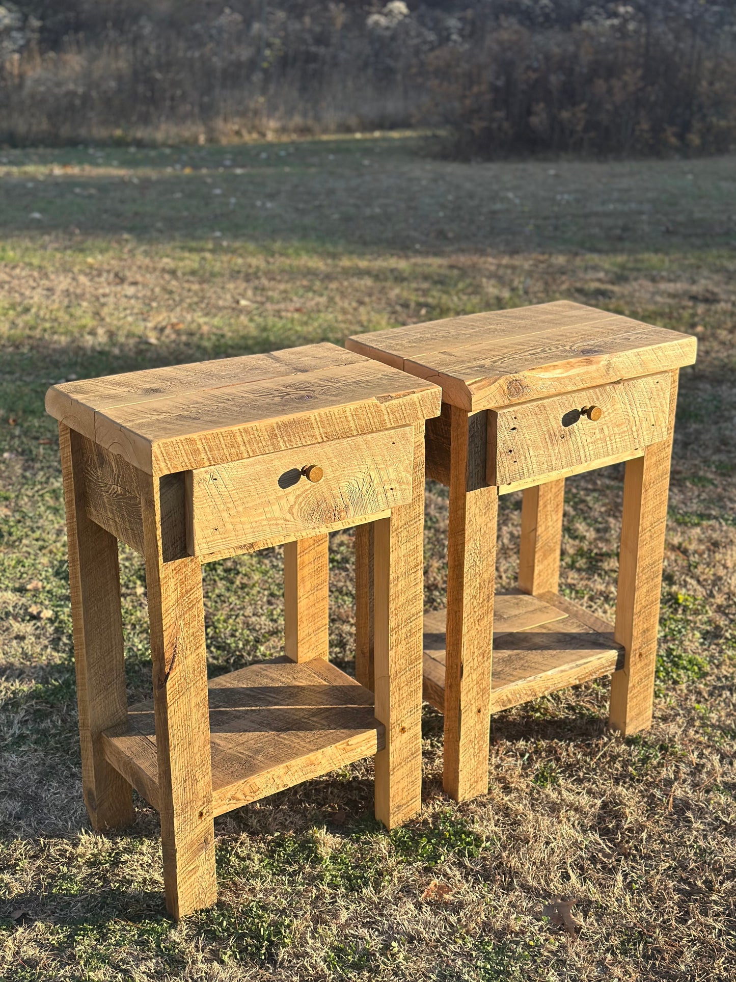 Set of 2 Rustic Reclaimed Wood Night Stands