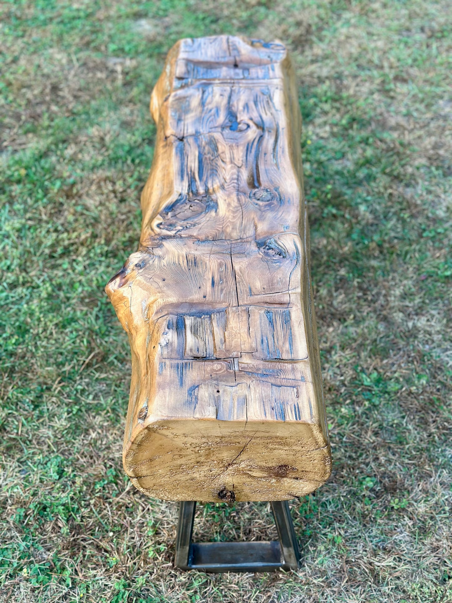 4’ L Rustic Reclaimed Cedar Wood Beam Bench