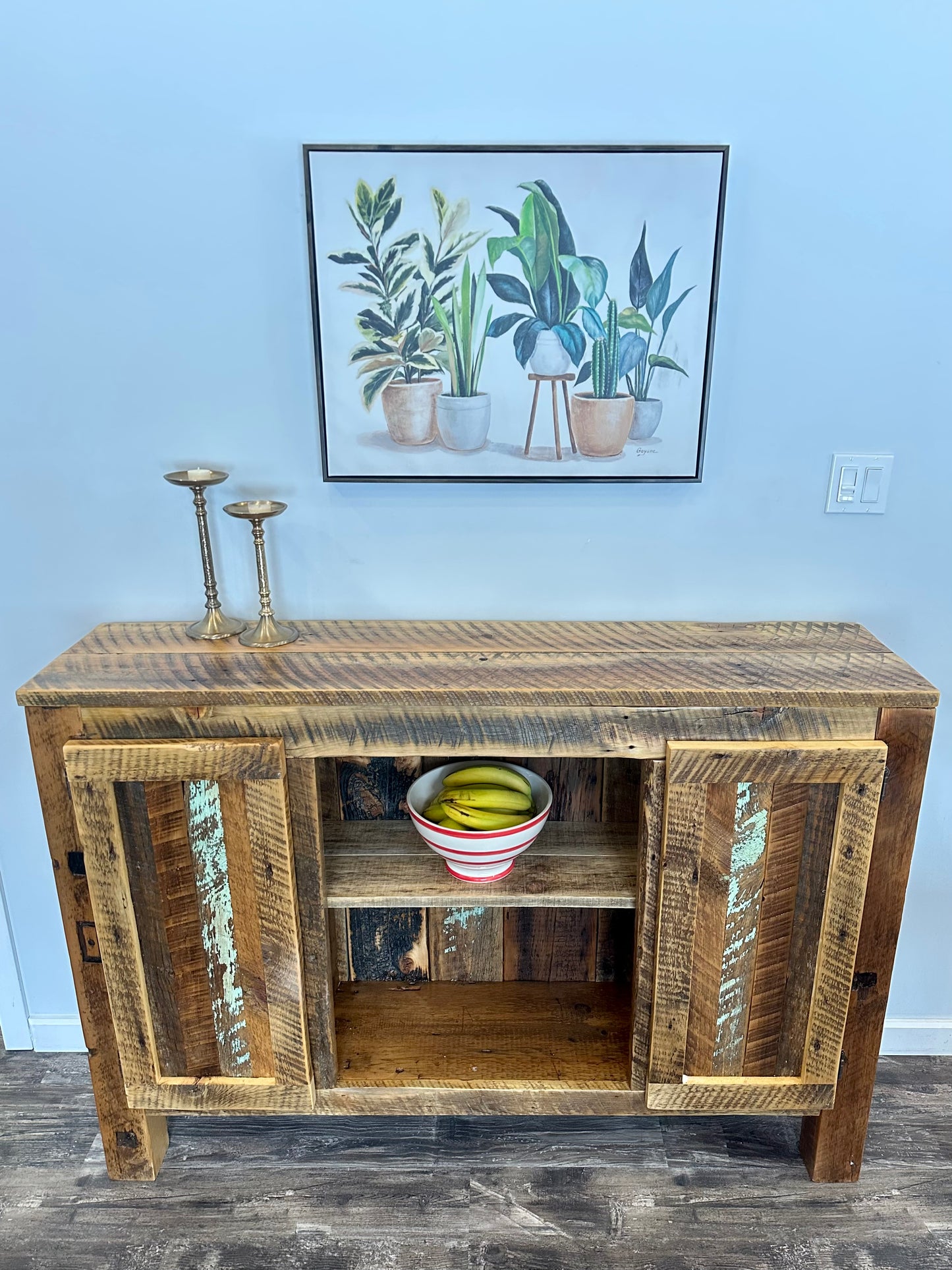 5’ L Rustic Wood Bar Cabinet