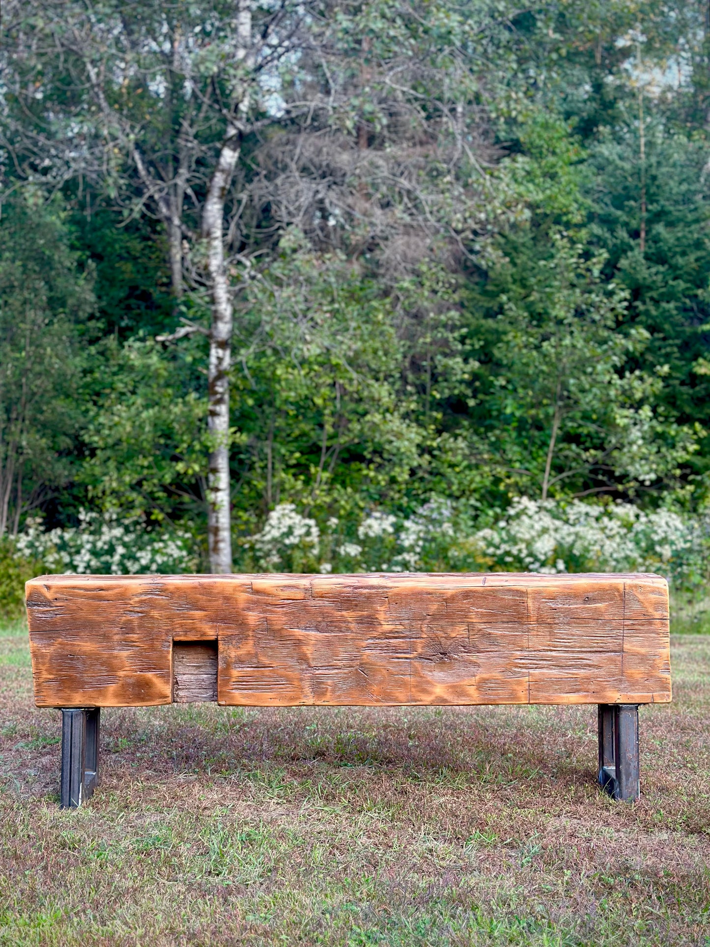 5 1/2’ Rustic Reclaimed Barn Wood Beam Bench