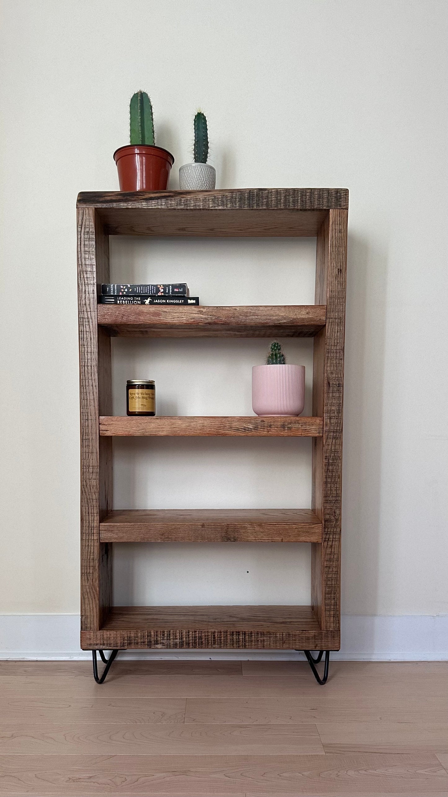 4’ H Rustic Reclaimed Oak Bookcase