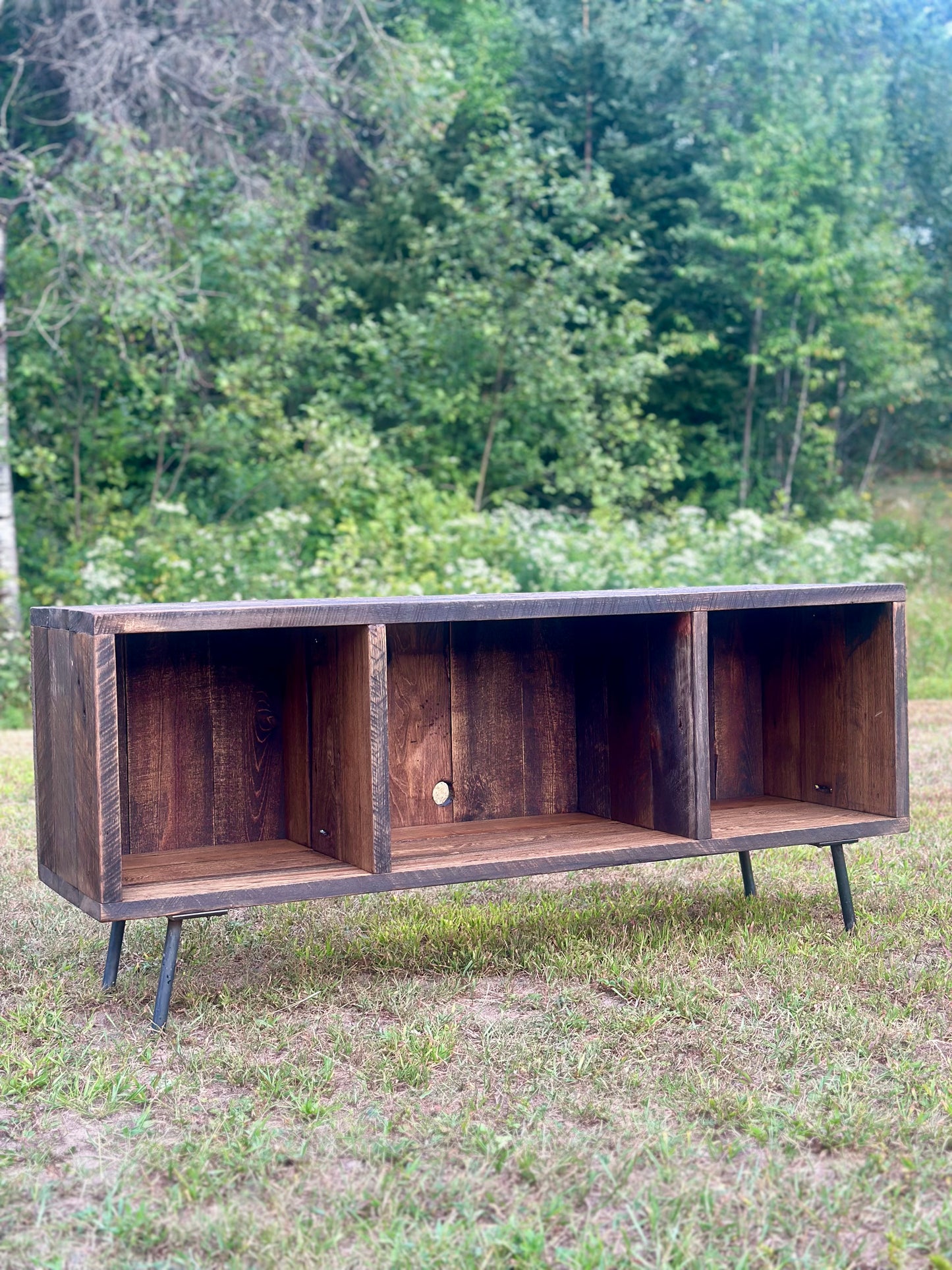 4 1/2’ L Rustic Reclaimed Wood Media Stand