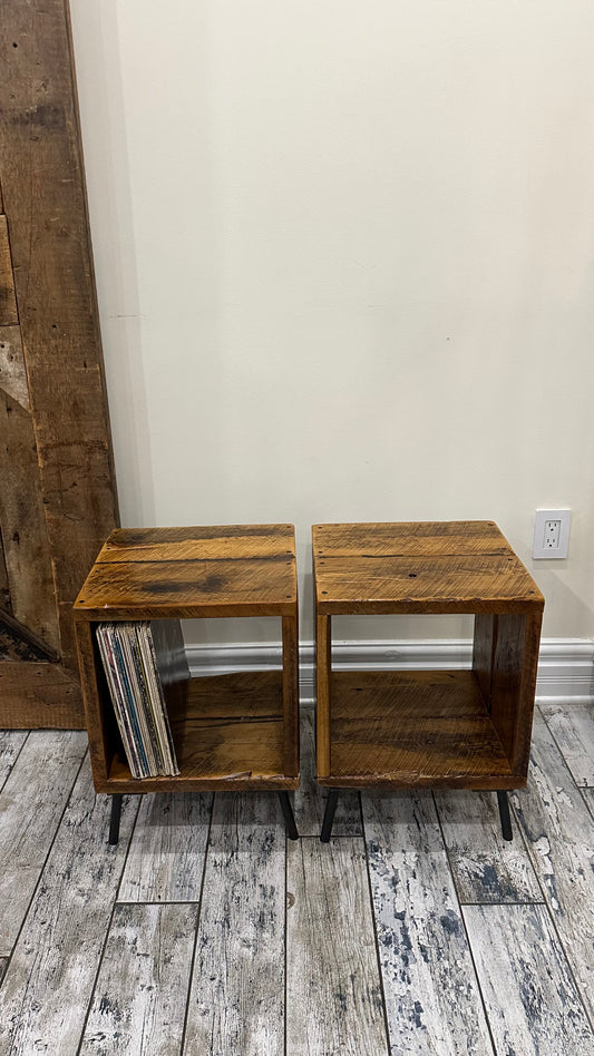 Set of 2 Rustic Wood Side Tables / Night Stands