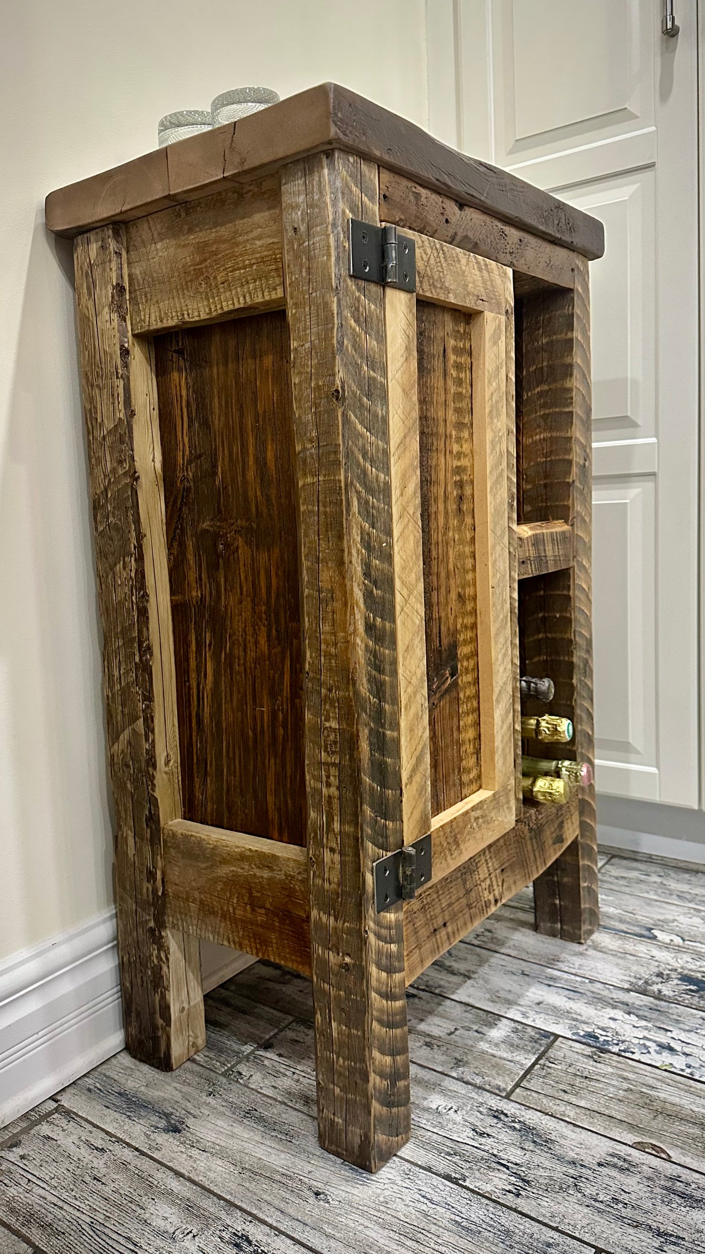 27” L Rustic Wood Bar Height Cabinet
