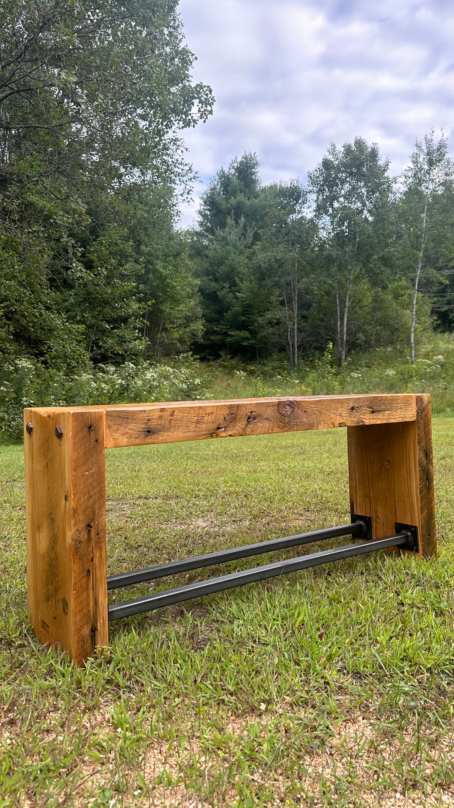 4’ Rustic Wood + Steel Bench