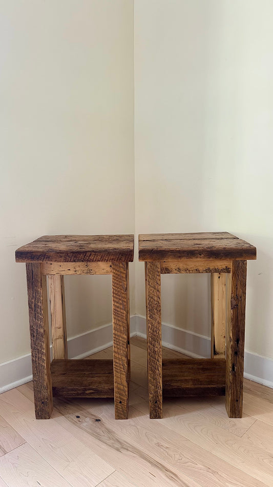 Set of 2 Rustic Wood Side Tables / Night Stands