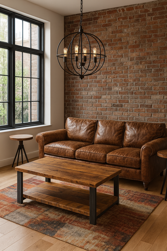 2 x 4’ Rustic Wood and Steel Coffee Table