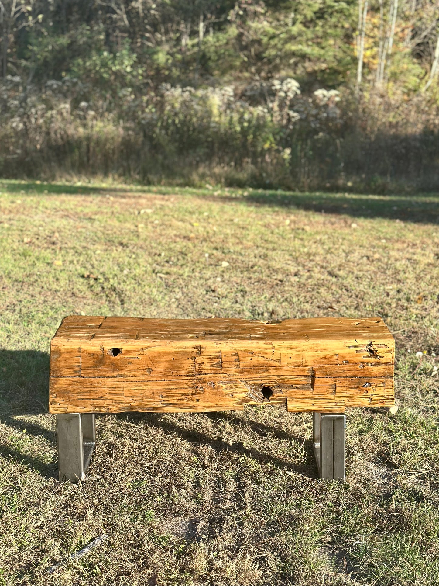 3 1/2’ Rustic Reclaimed Barn Beam Bench