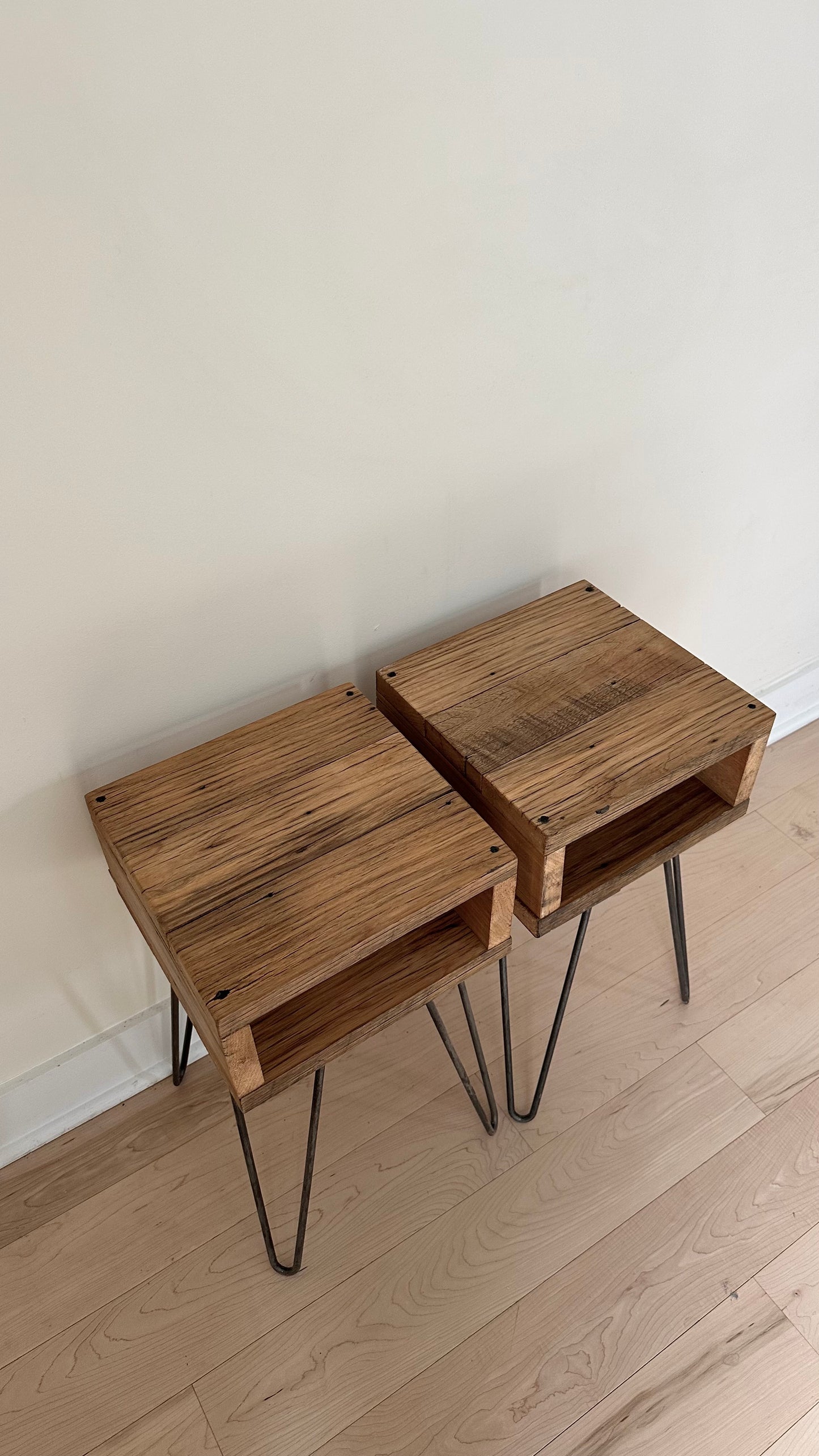 2 X Rustic Wood Night Stands / Side Tables