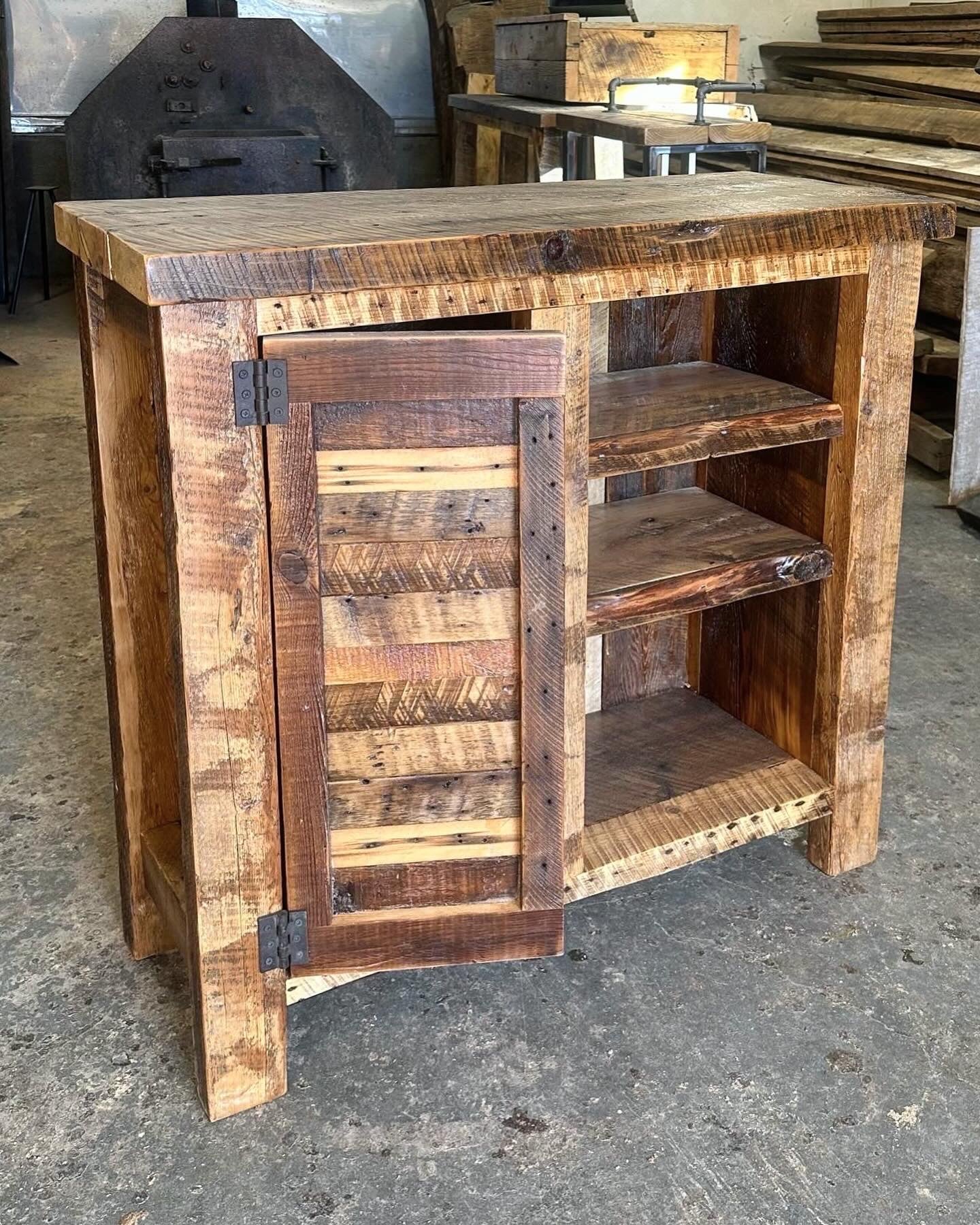 40” L Rustic Reclaimed Barn Wood Bar / Media Cabinet