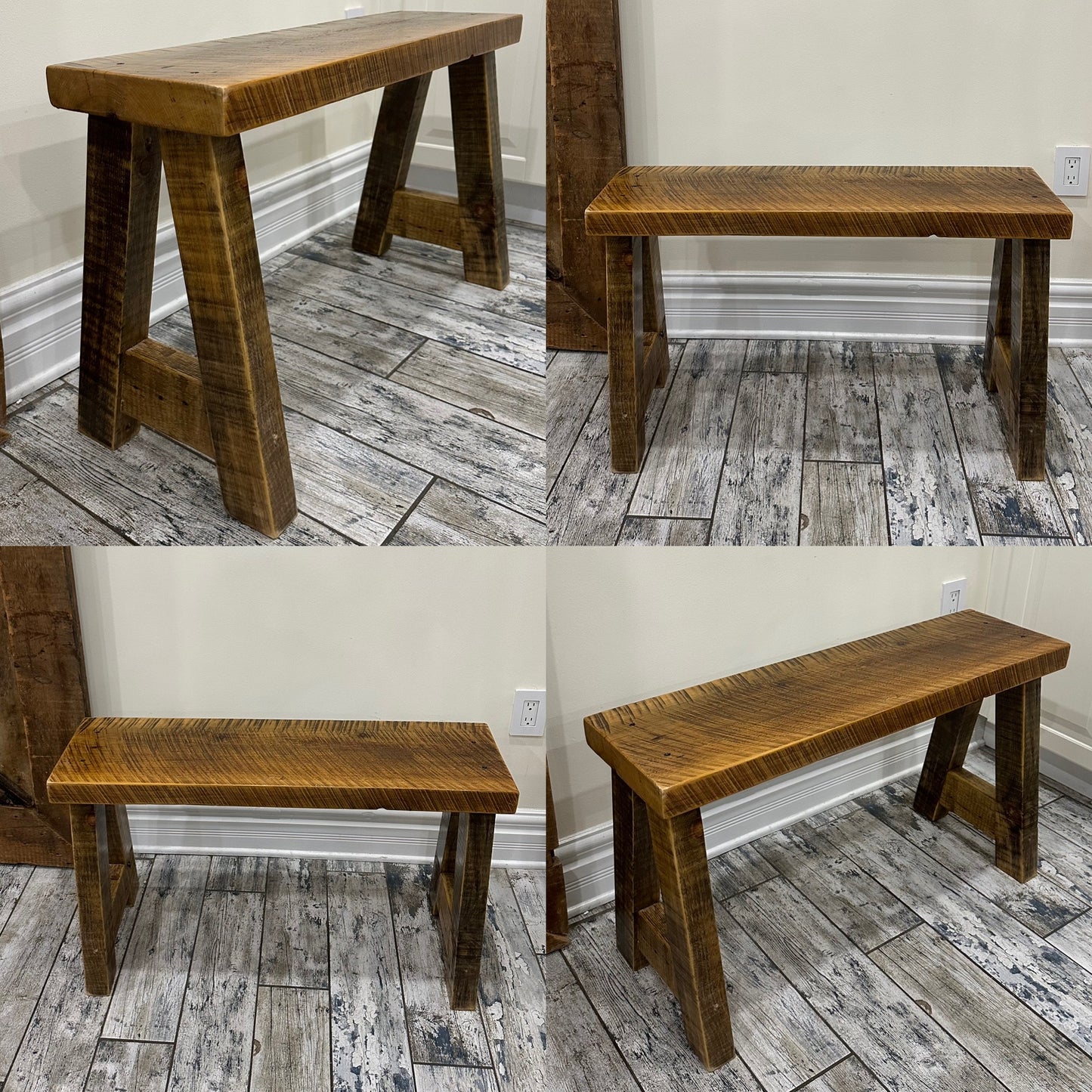 3’ L Rustic Wood Minimalist Style Bench