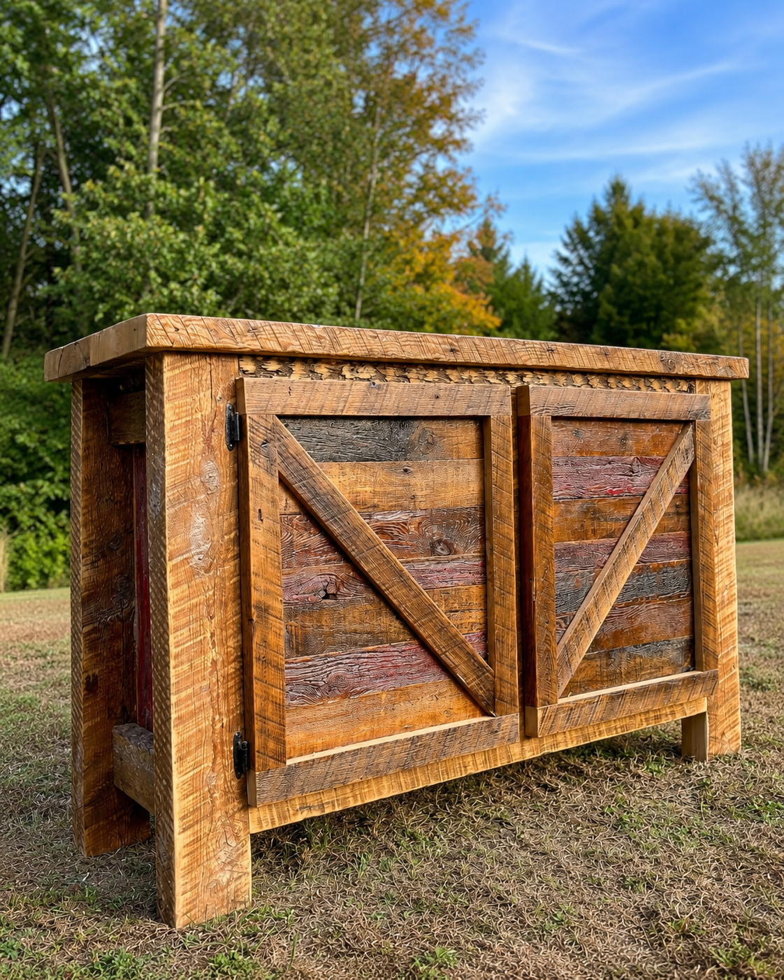 4 1/2' L Rustic Wood Bar Cabinet / Side Board