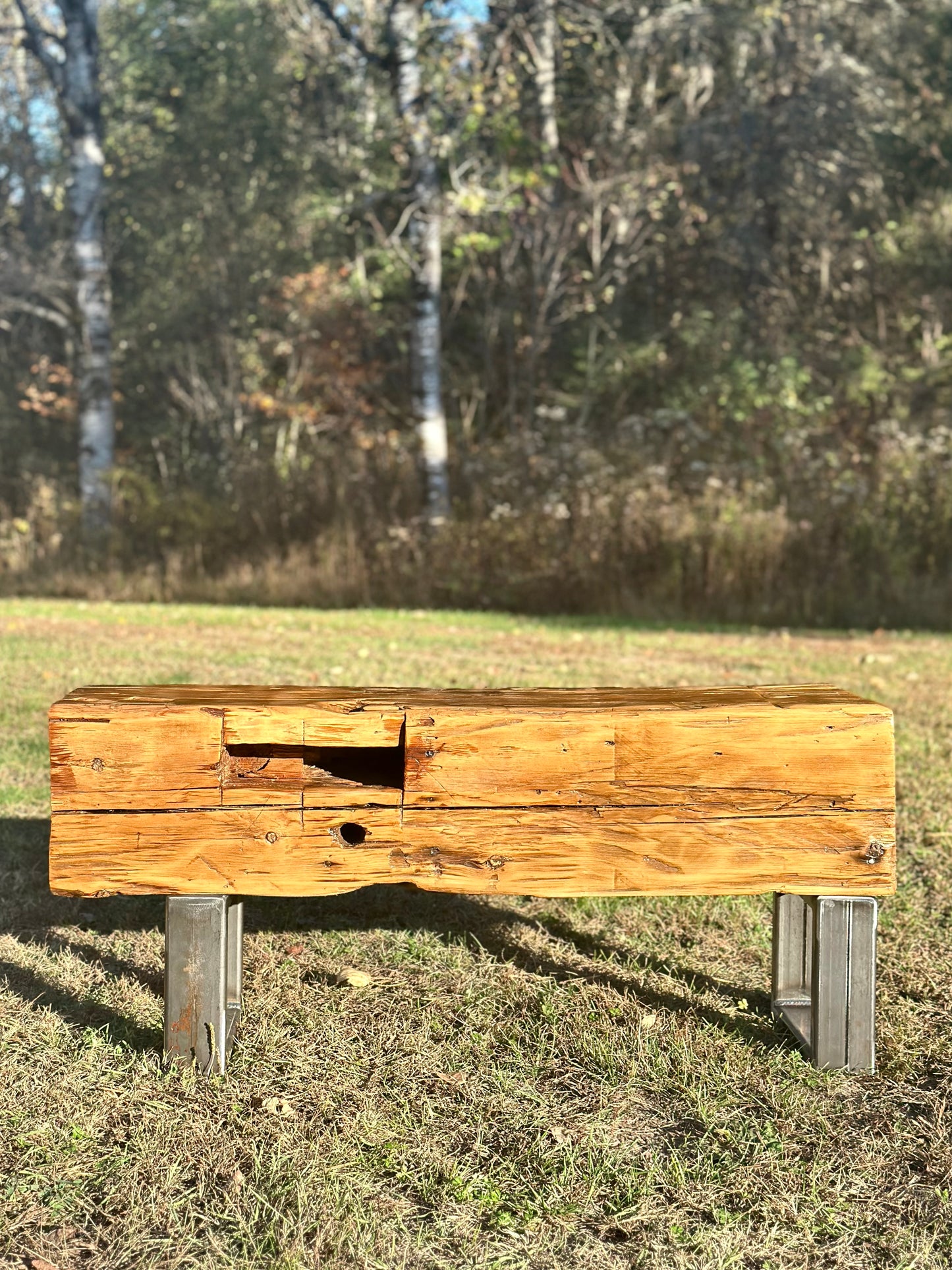 3 1/2’ Rustic Reclaimed Barn Beam Bench