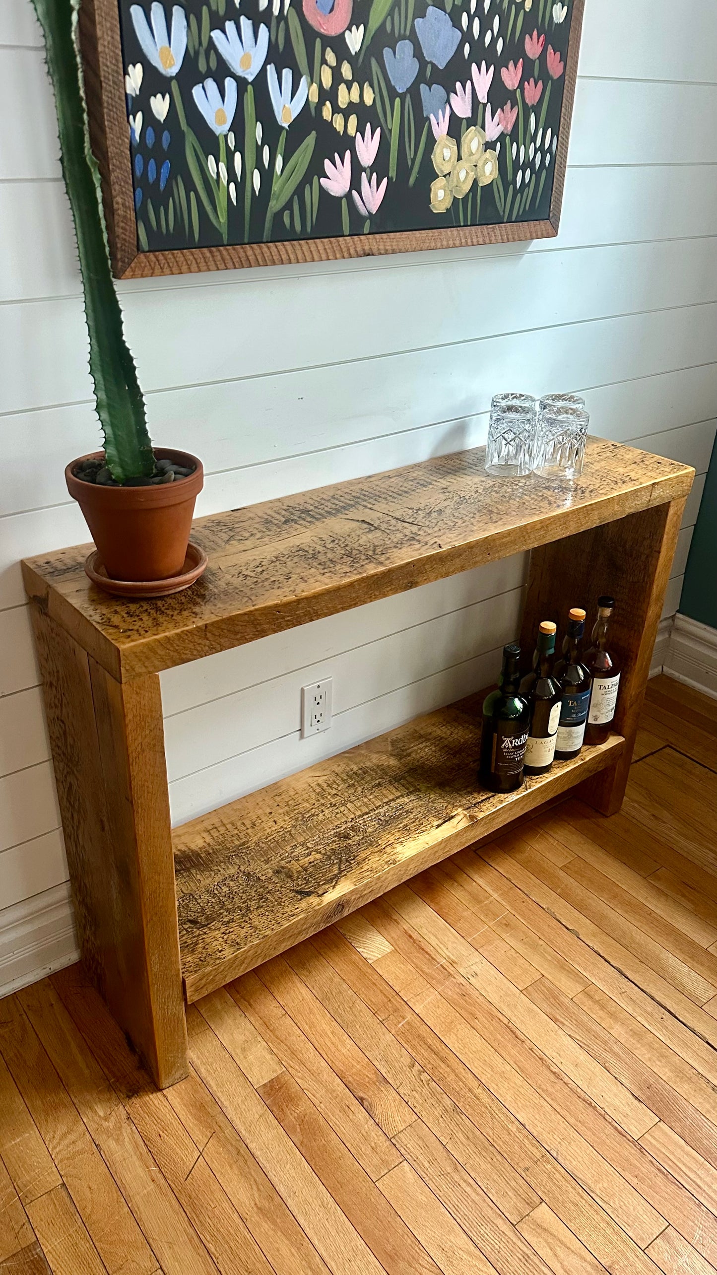 3 1/2’ Rustic Wood Minimalist Console Table
