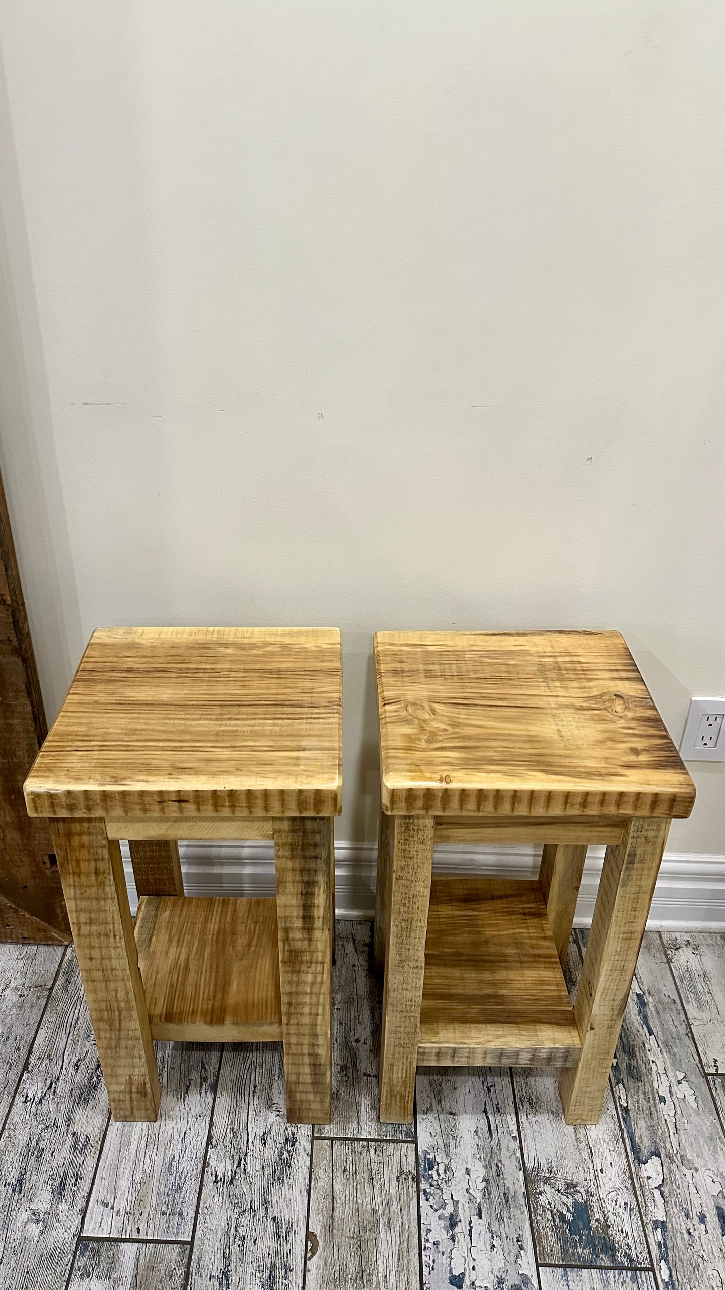 2 X Rustic Wood Side Tables / Night Stands