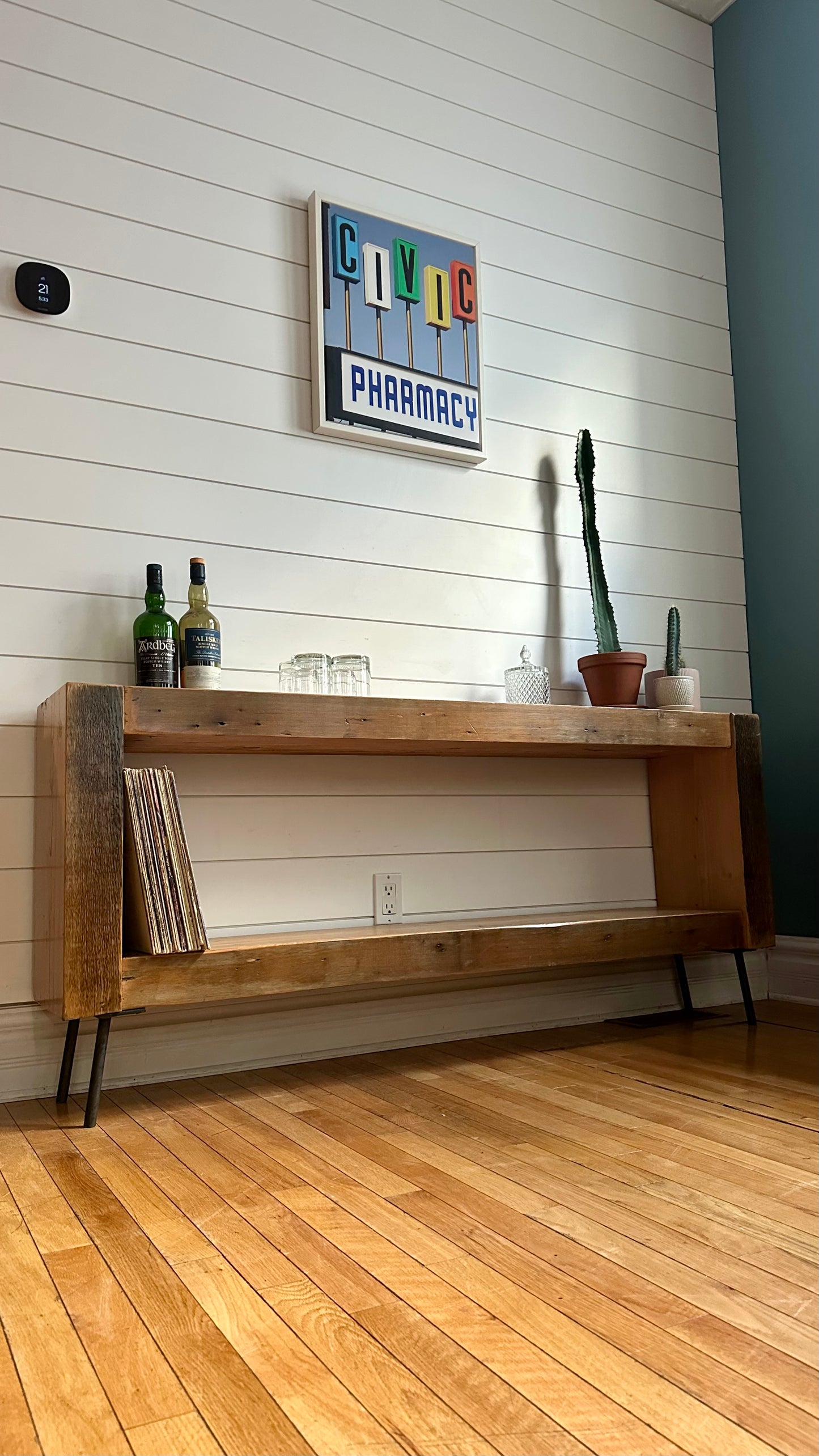 Rustic Reclaimed Wood Minimalist Media Stand