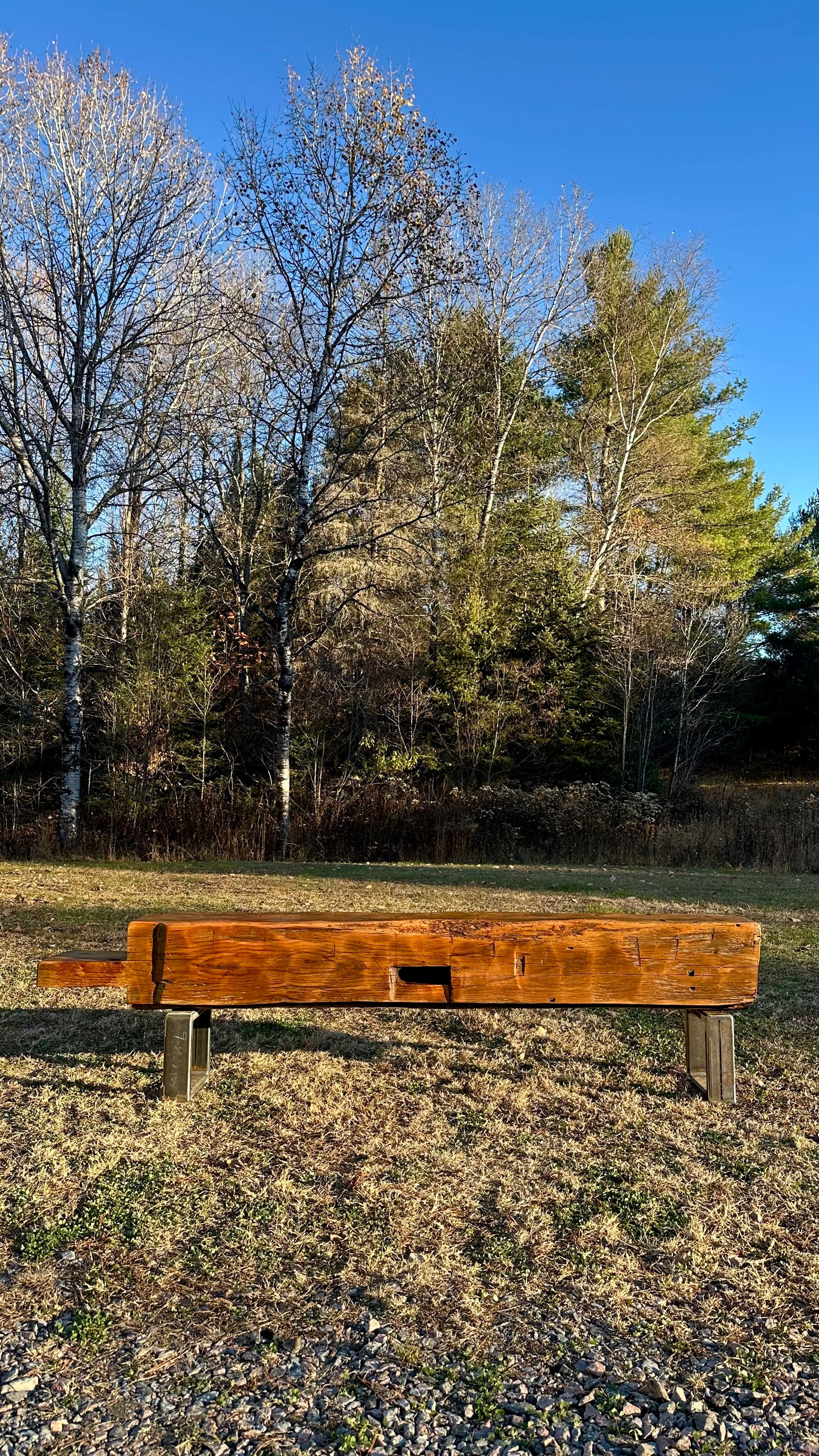 7’ L Rustic Reclaimed Hand Hewn Beam Bench / Low Console
