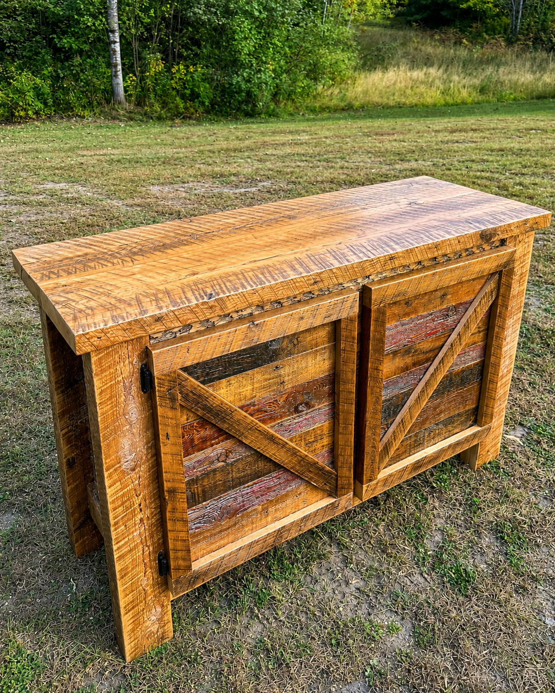 4 1/2' L Rustic Wood Bar Cabinet / Side Board