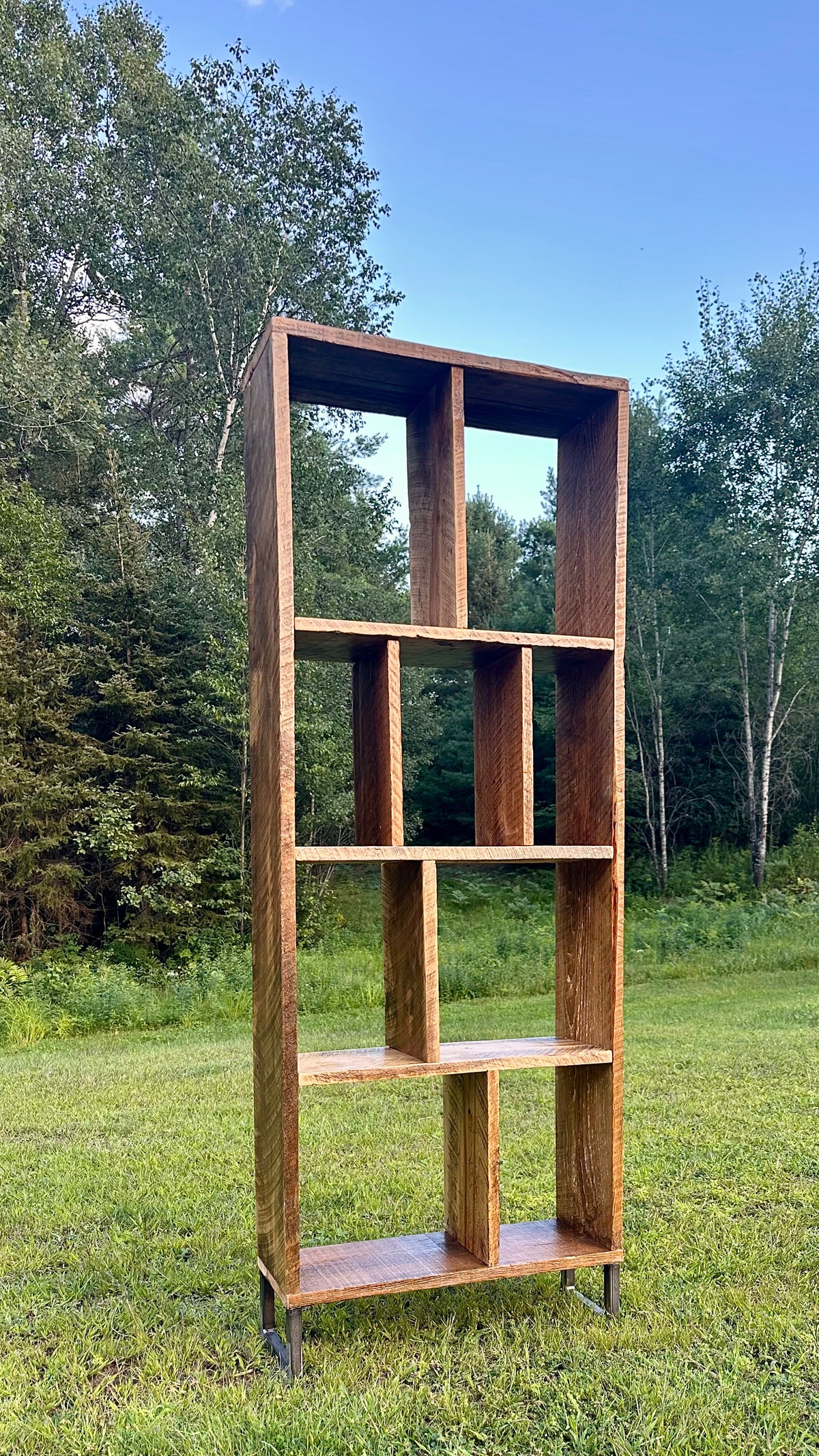 6' H Rustic Wood Bookcase on Steel Legs