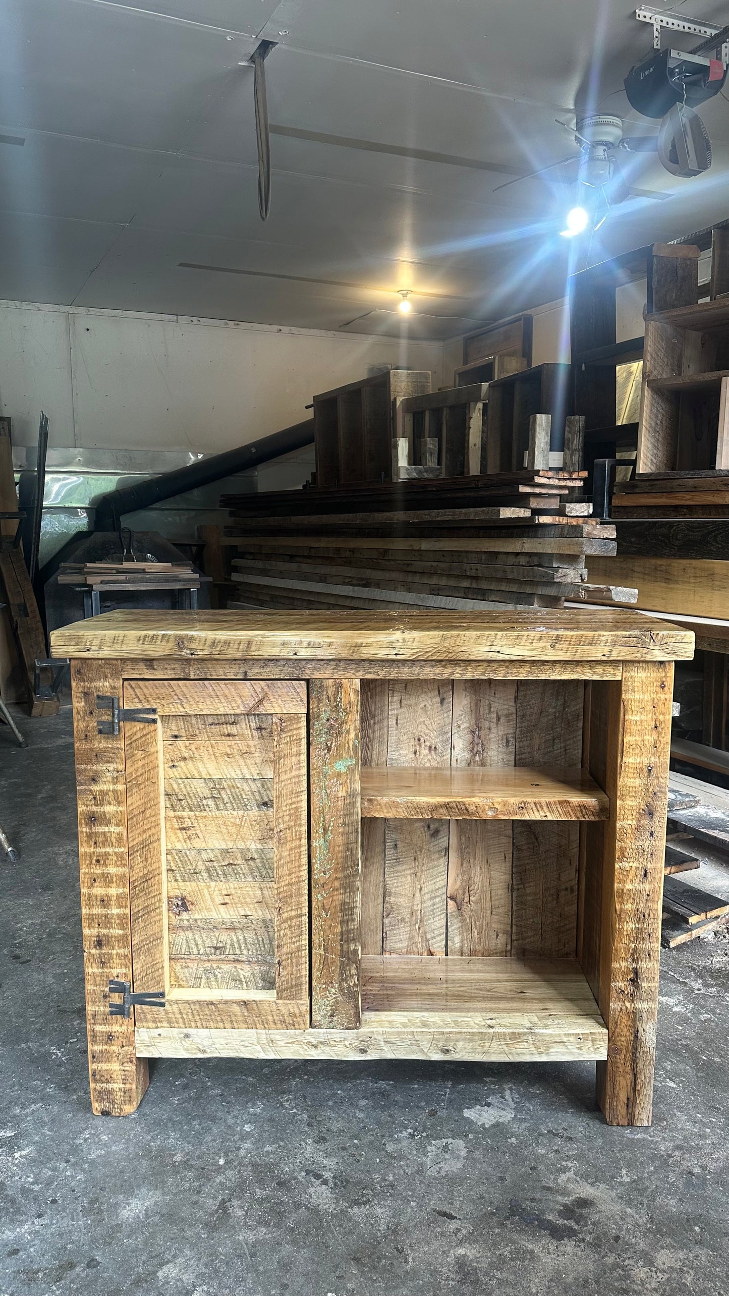 4 1/2’ L Rustic Reclaimed Wood Bar Cabinet