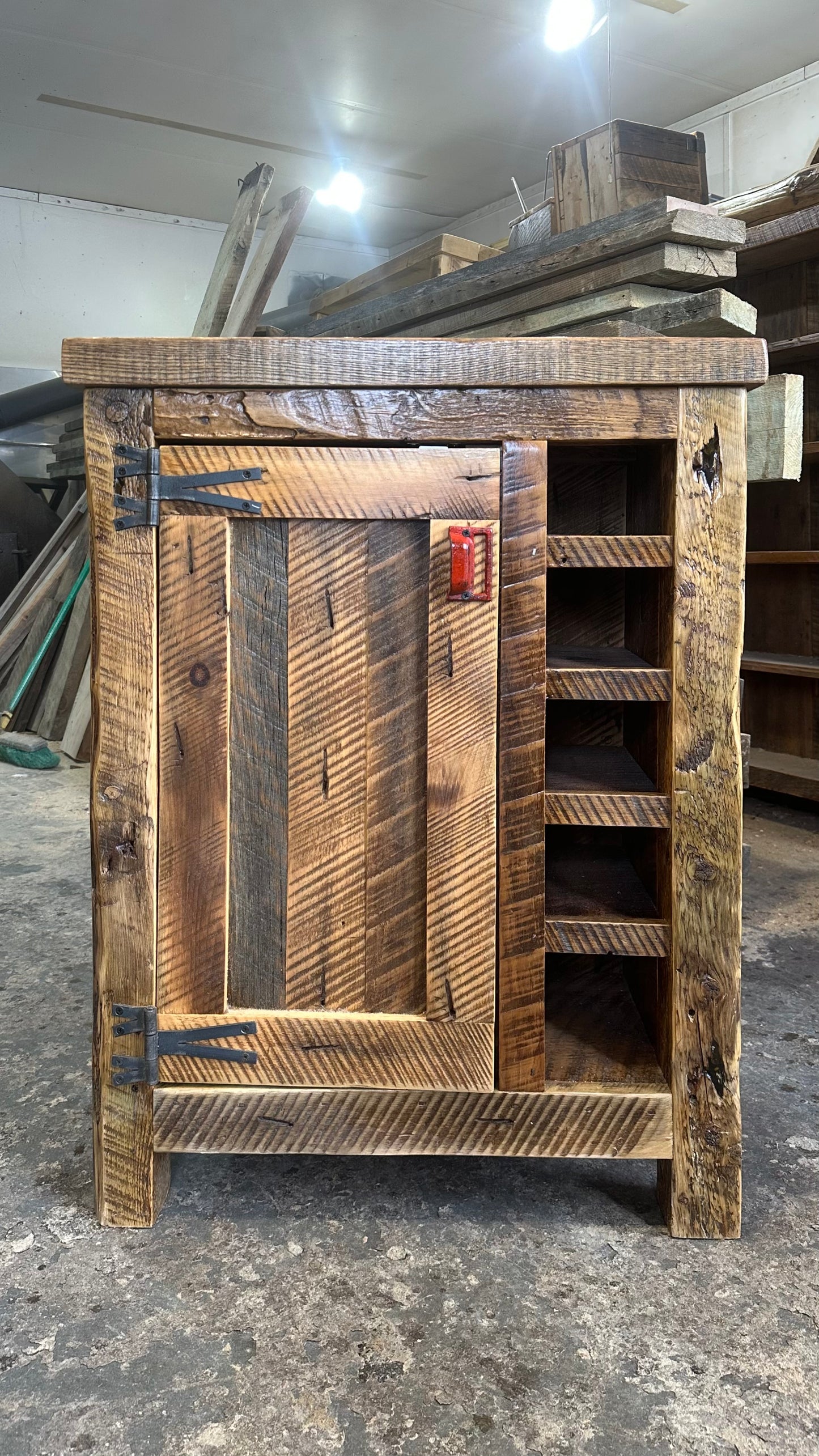 28” L Rustic Wood Bar Cabinet