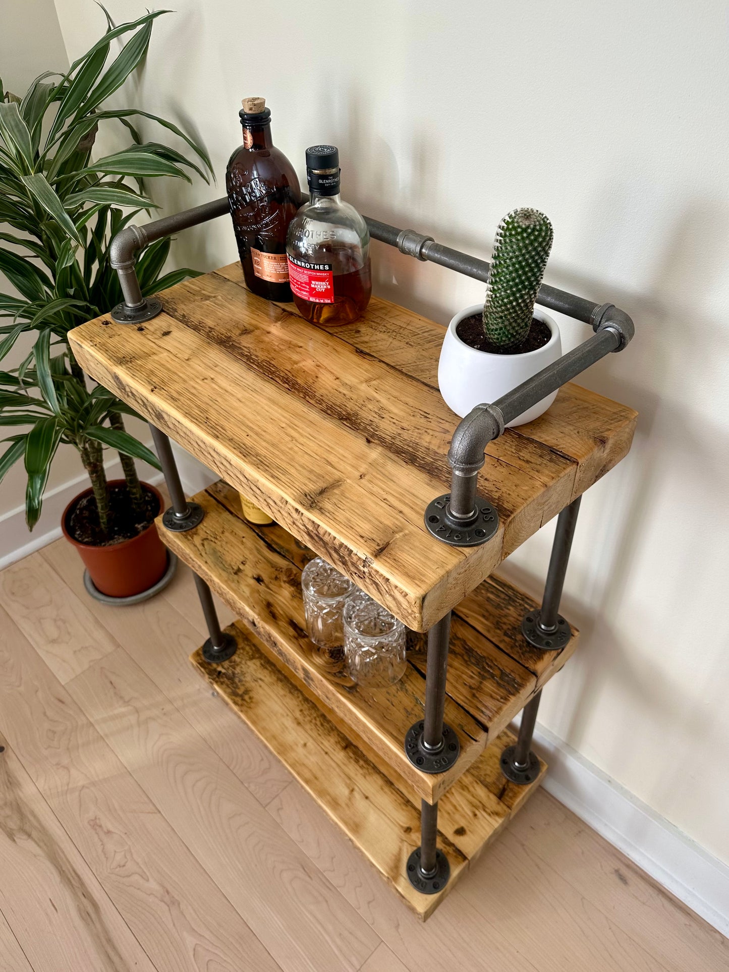 2’ L Rustic Reclaimed Wood Bar / Kitchen Cart
