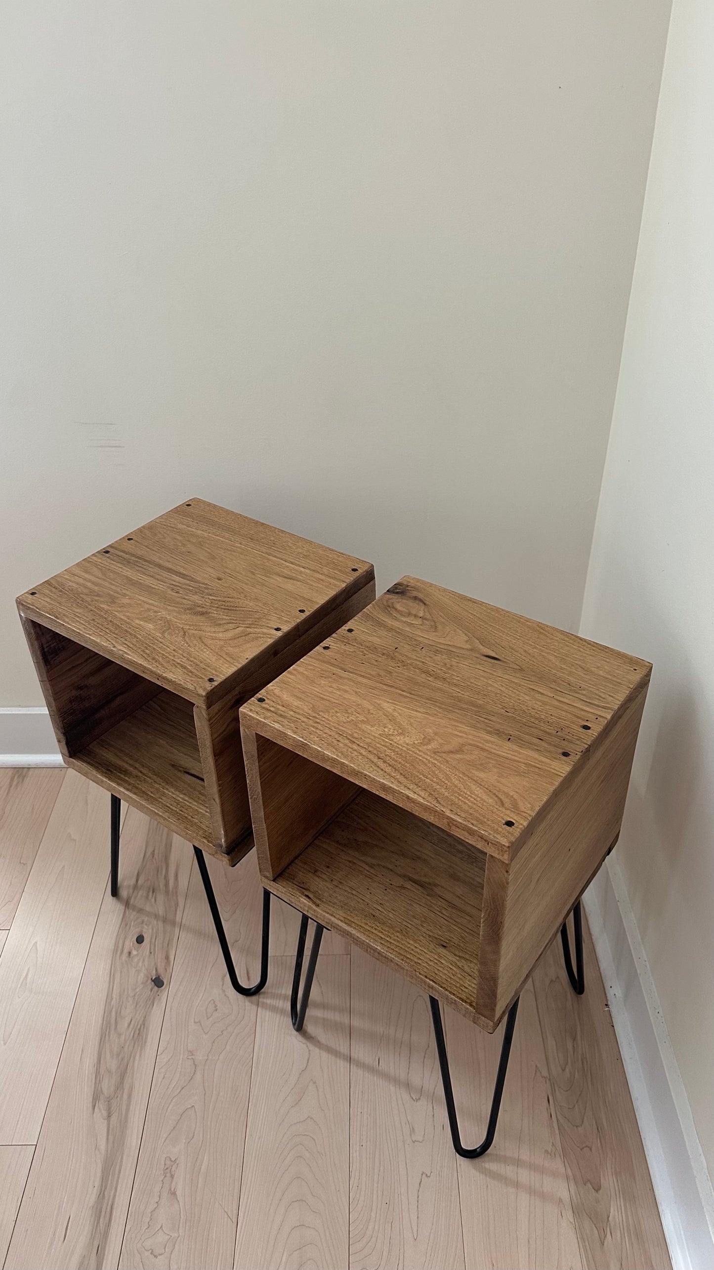 2 x Rustic Wood Side Tables / Night Stands
