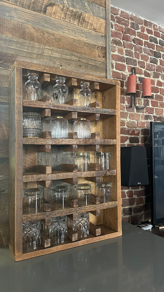 20" L Rustic Wood Coffee Mug Shelf