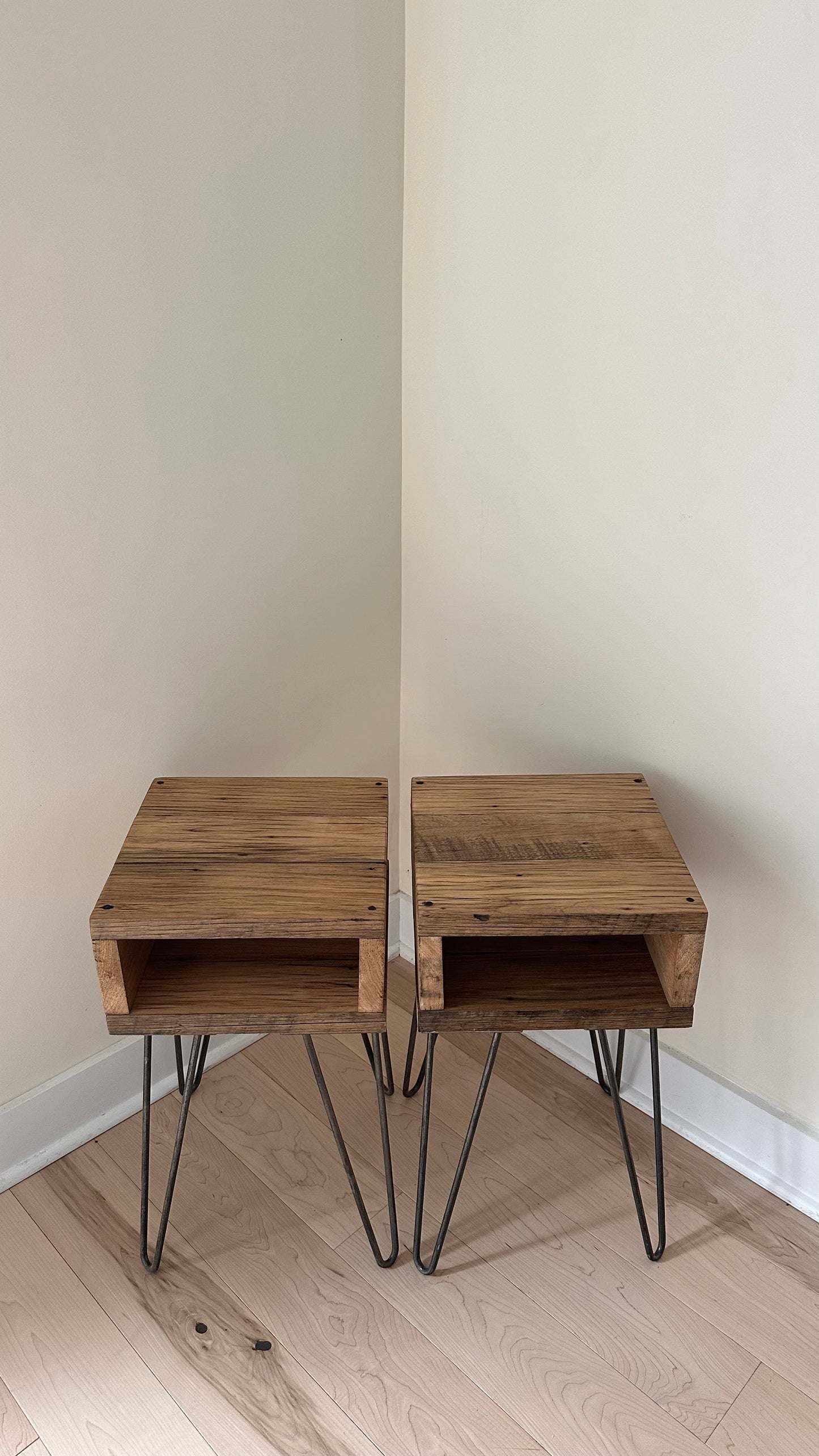 2 X Rustic Wood Night Stands / Side Tables