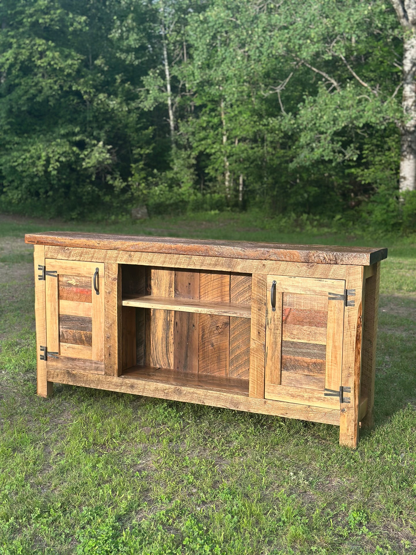 6' Rustic Reclaimed Wood + Steel Cabinet / Sideboard