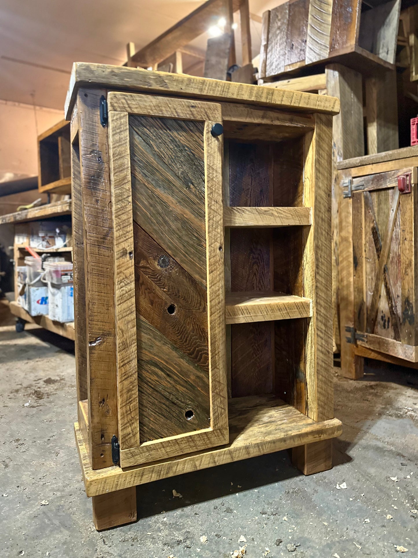 2.5’ L Rustic Reclaimed Wood Bar / Kitchen Cabinet