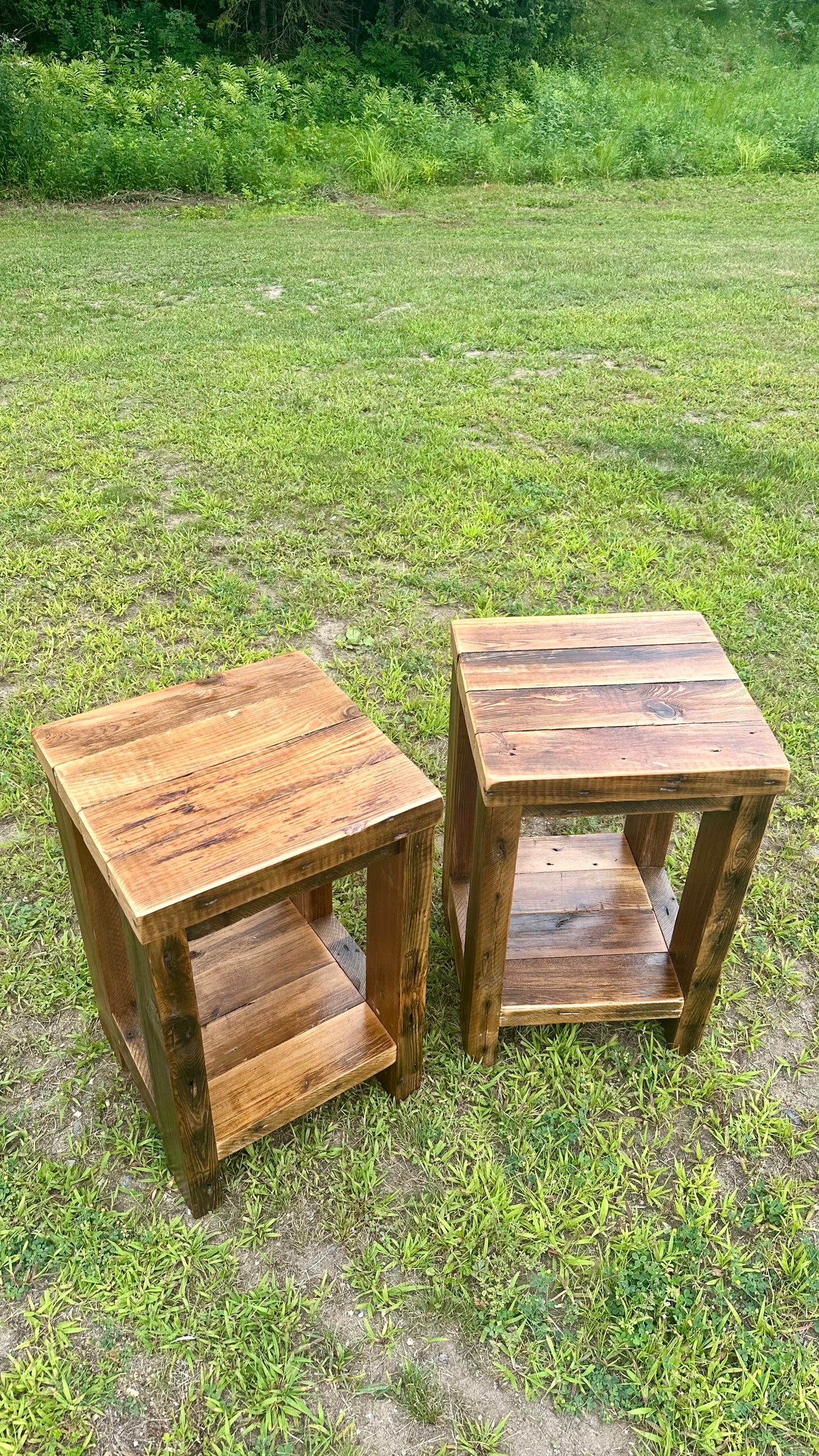 2 x Rustic Wood Tables / Night Stands