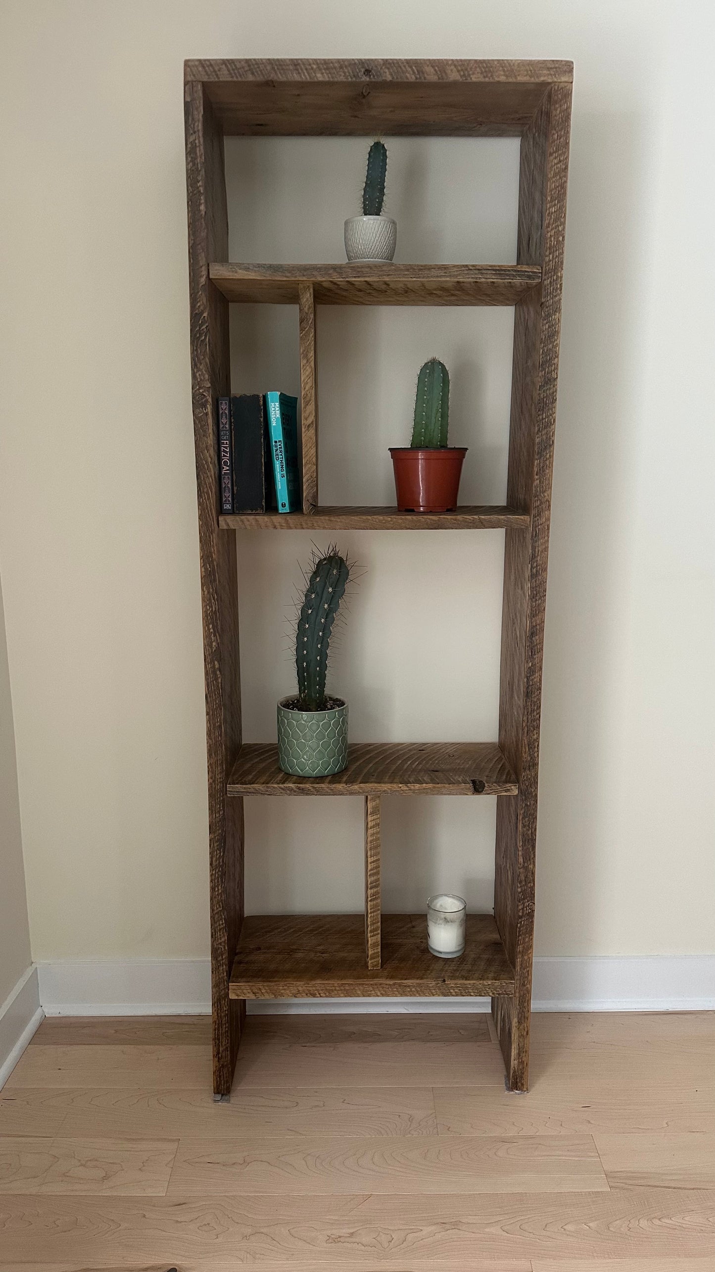 6’ H Rustic Reclaimed Wood Bookcase / Shelf
