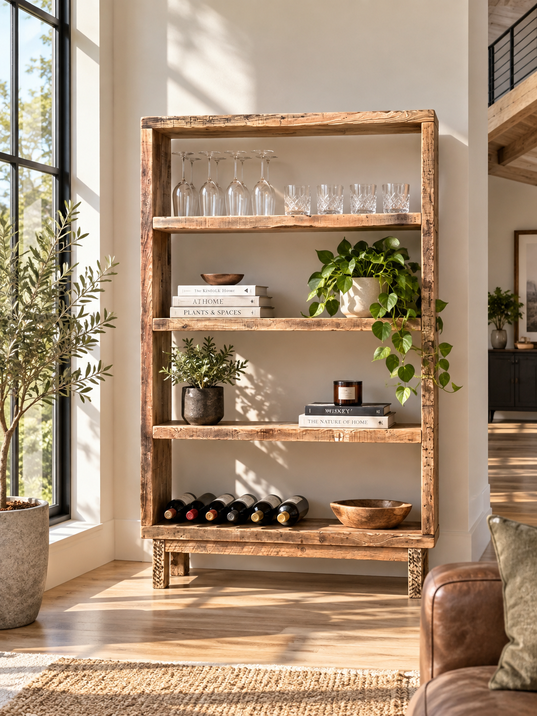 4' L Rustic Wood Bookcase / Shelf