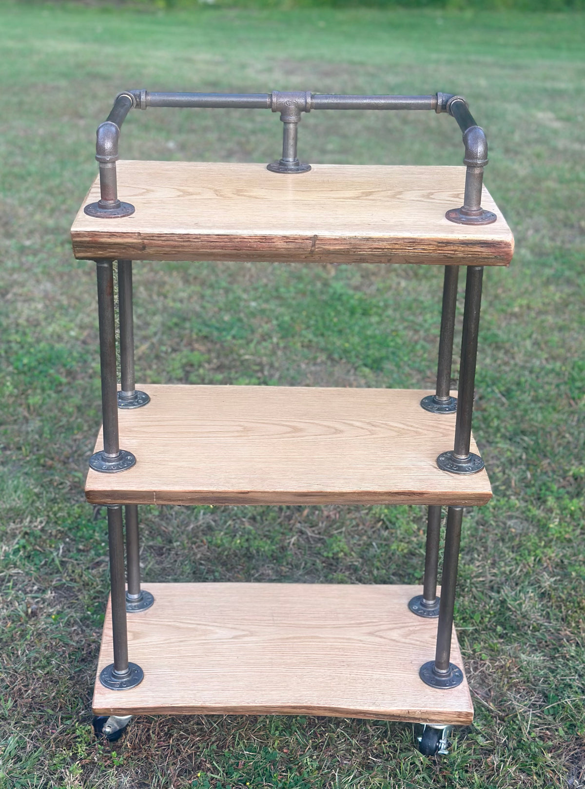 Rustic Oak Wood + Iron Bar Cart