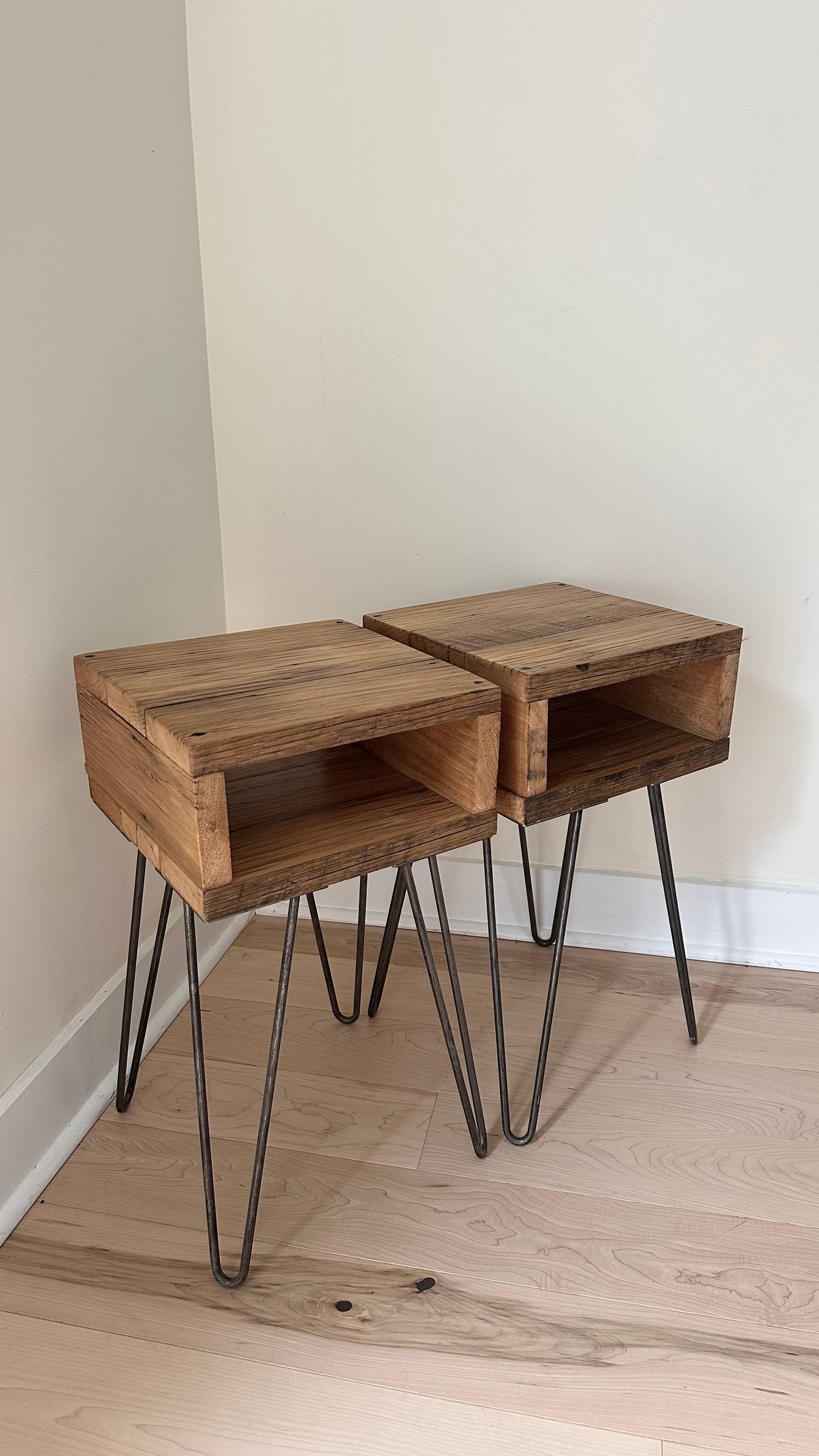 2 X Rustic Wood Night Stands / Side Tables