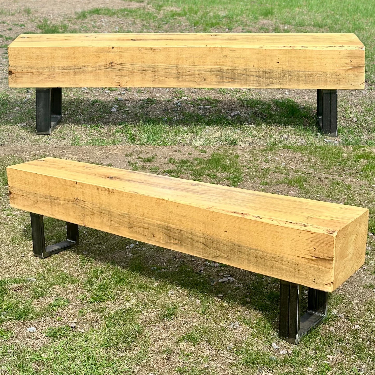 6’ L Rustic Pine Wood Beam Bench / Low Table