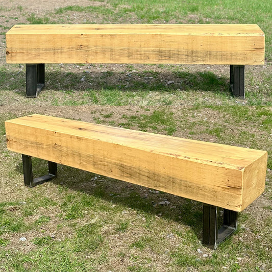 6’ L Rustic Pine Wood Beam Bench / Low Table