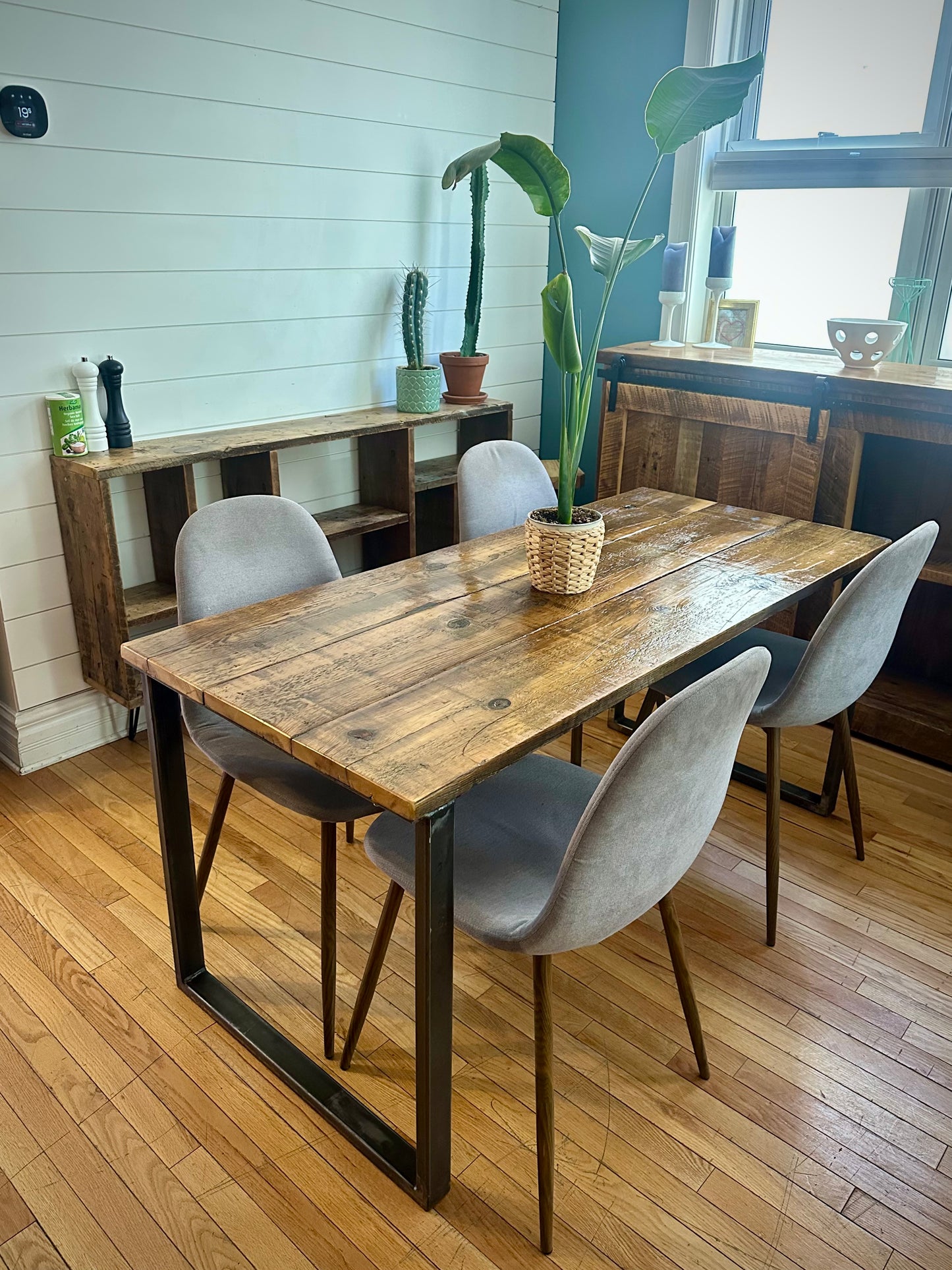 5’ L Rustic Wood + Steel Dining Table (or Desk)