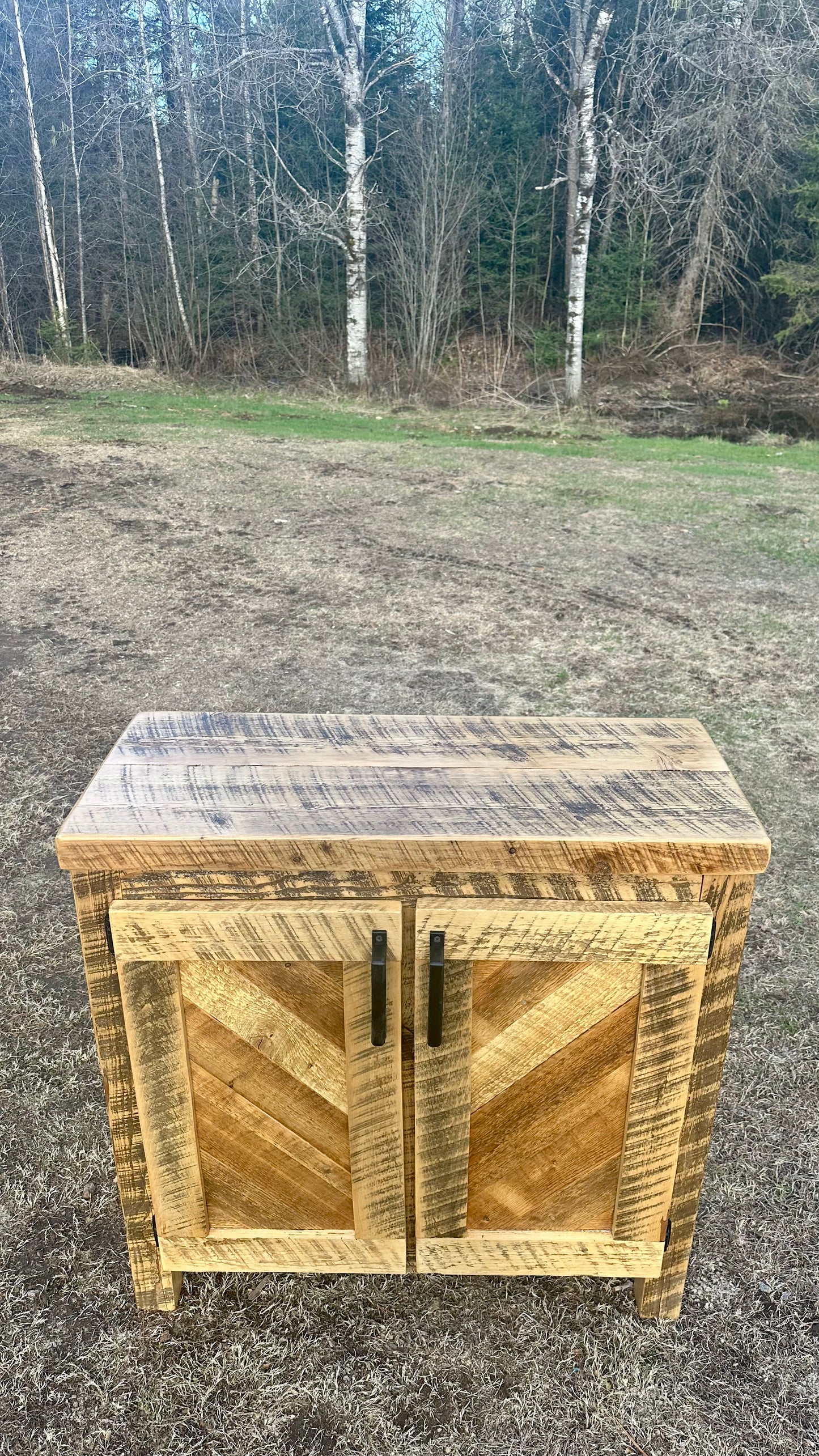 3' L Rustic Wood Bar / Kitchen Cabinet