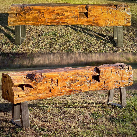 5’ Rustic Reclaimed Wood + Steel Bench