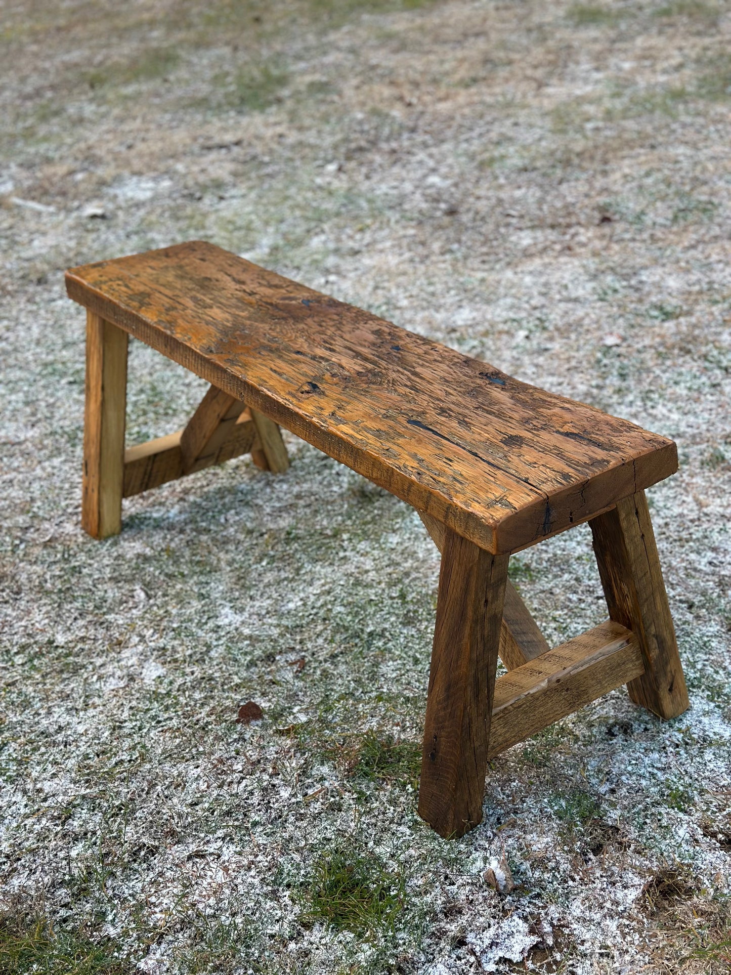 3.5’ Rustic Reclaimed Wood Minimalist Bench