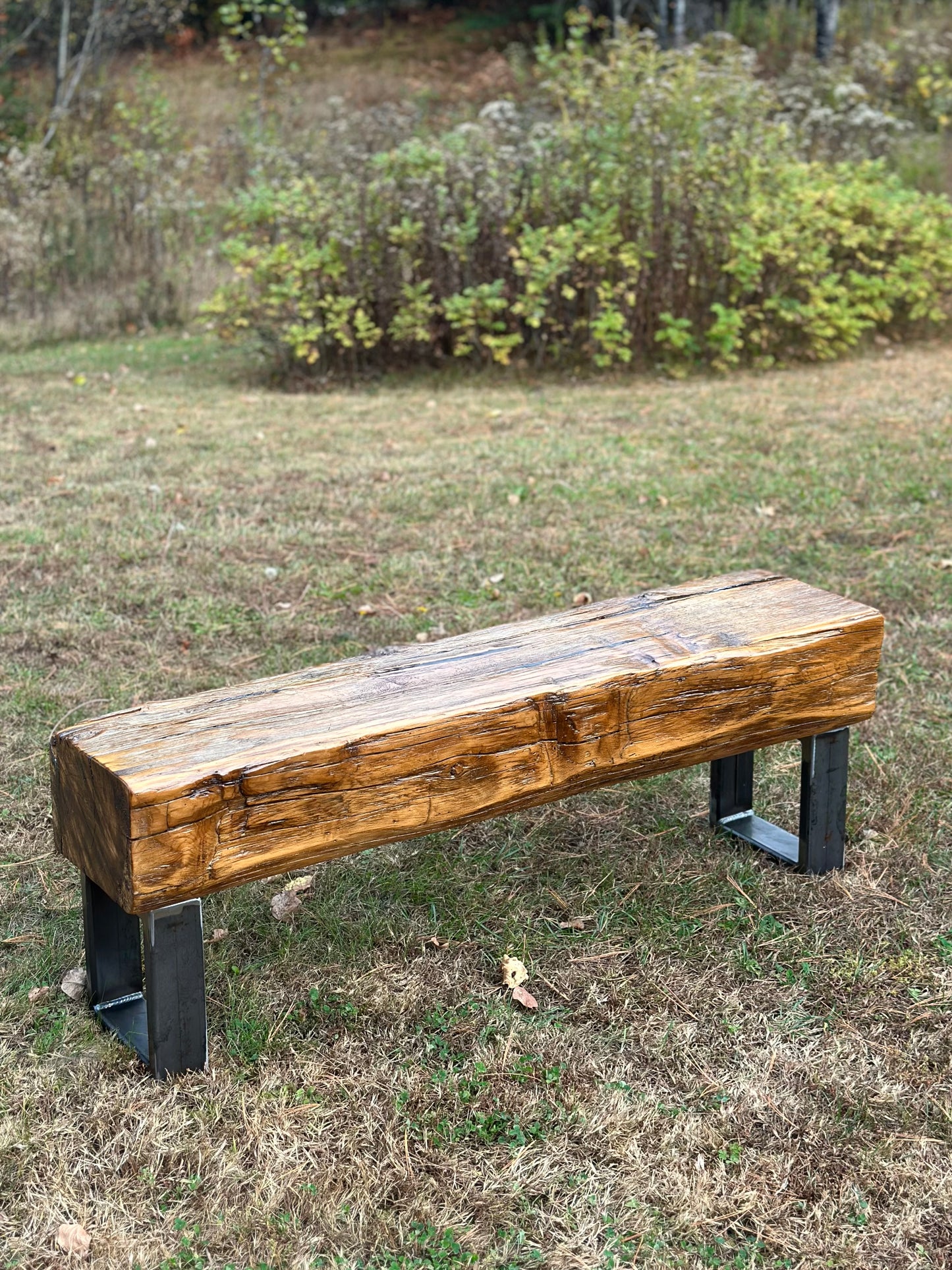 4’ L Rustic Reclaimed Barn Beam Bench