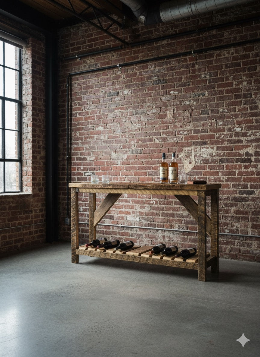 5 1/2’ L Rustic Reclaimed Wood Console / Bar Table