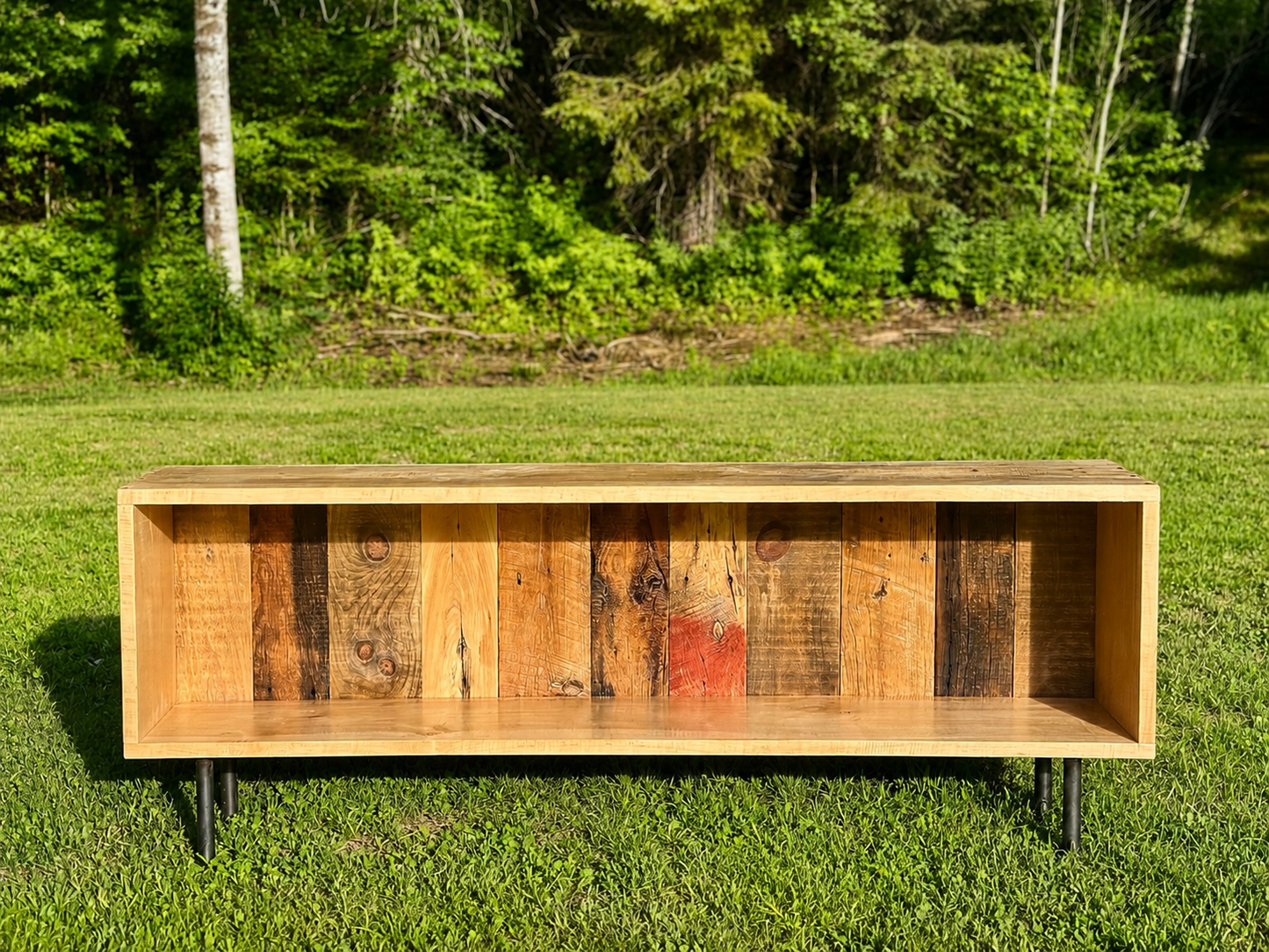5' Rustic Wood Low Profile Media Stand