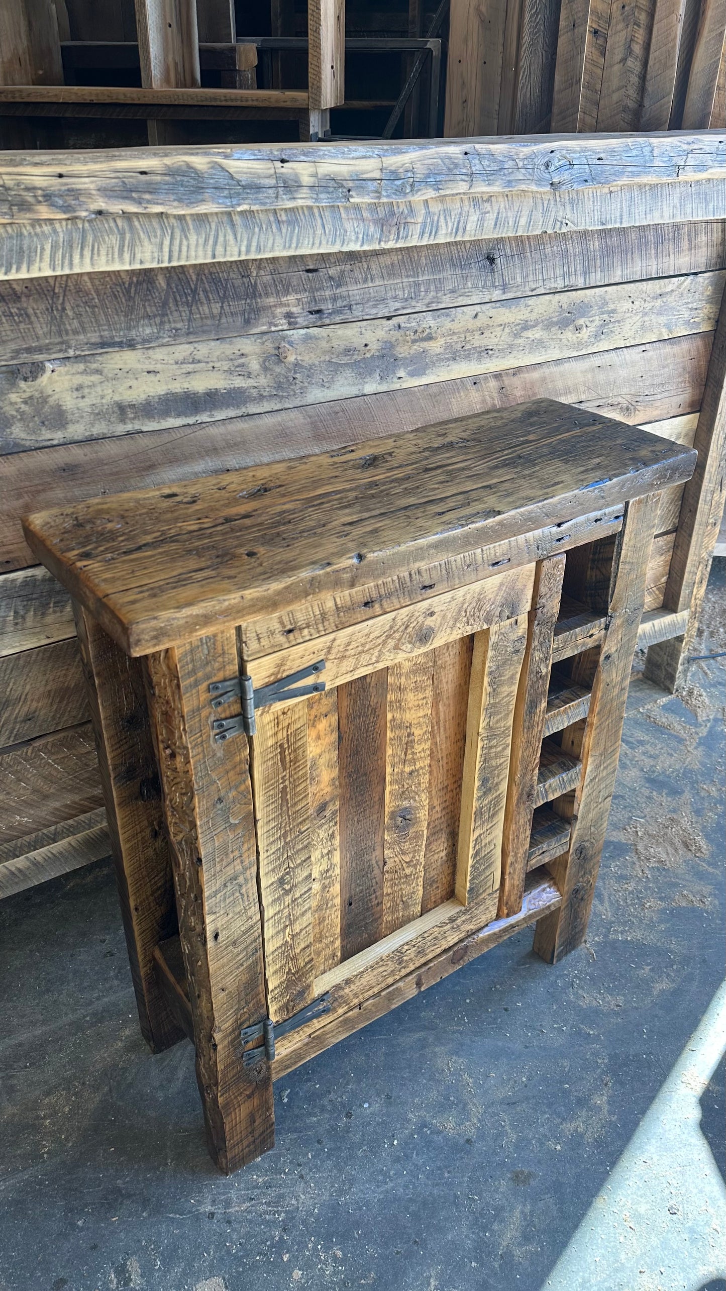 3’ L Rustic Reclaimed Wood Bar / Kitchen Cabinet