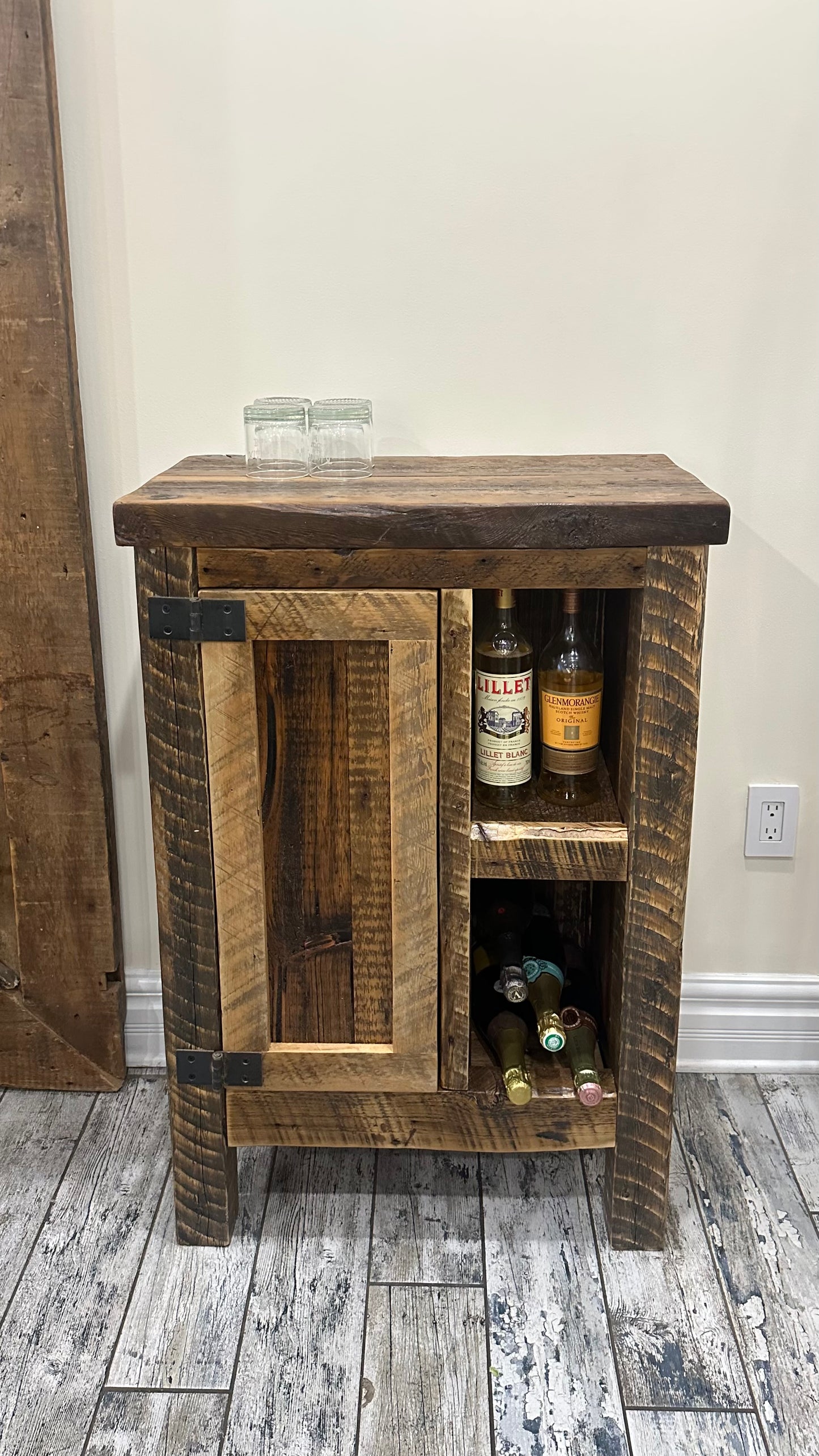 27” L Rustic Wood Bar Height Cabinet